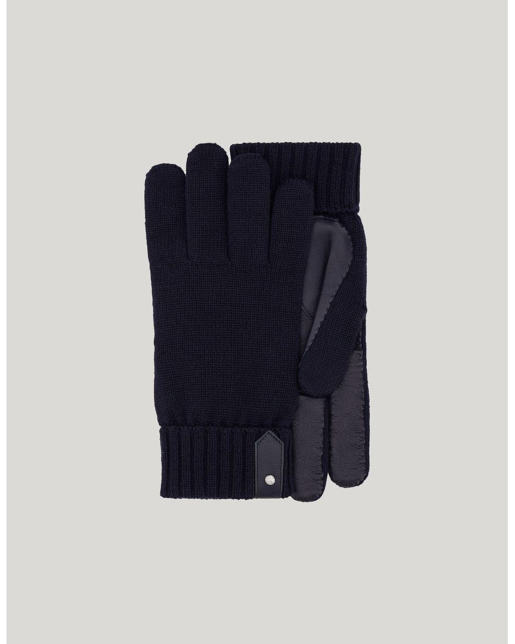 Canali Blue Wool And Sheepskin Gloves for men