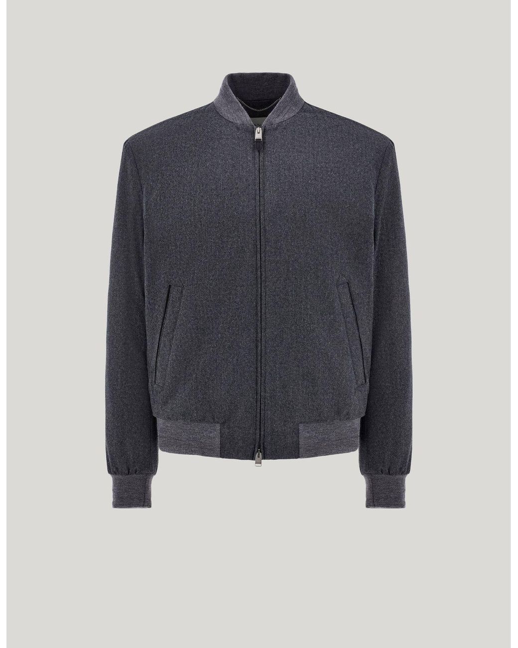 Canali Blue Anthracite Wool Bomber Jacket for men