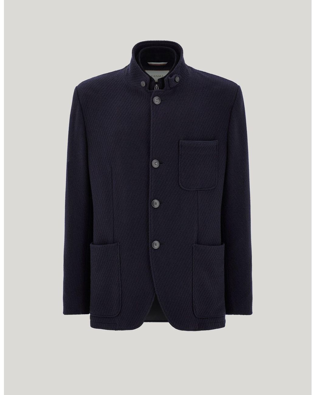 Canali Blue 180's Wool Relaxed-Fit Jacket With A Tricot Effect for men