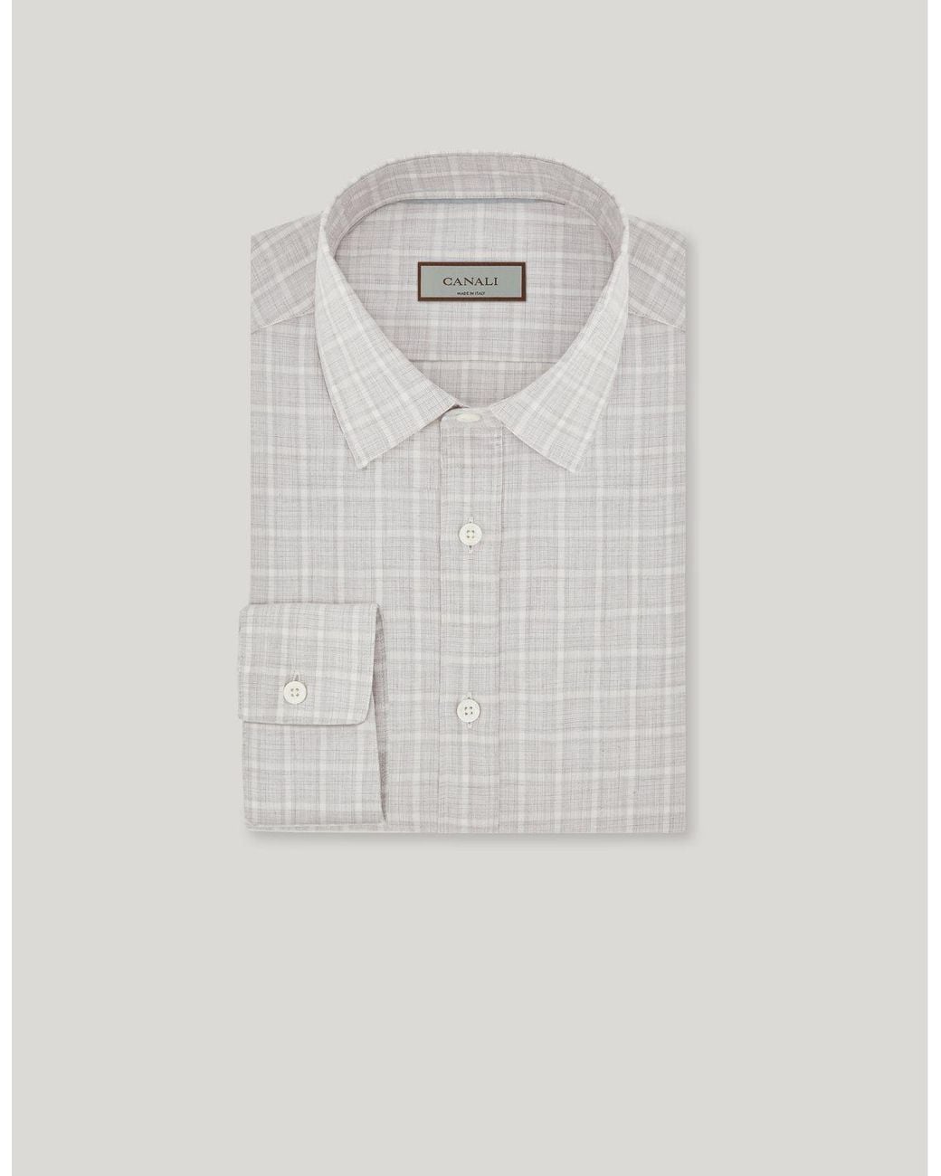 Canali White Cotton Check Regular-Fit Shirt for men