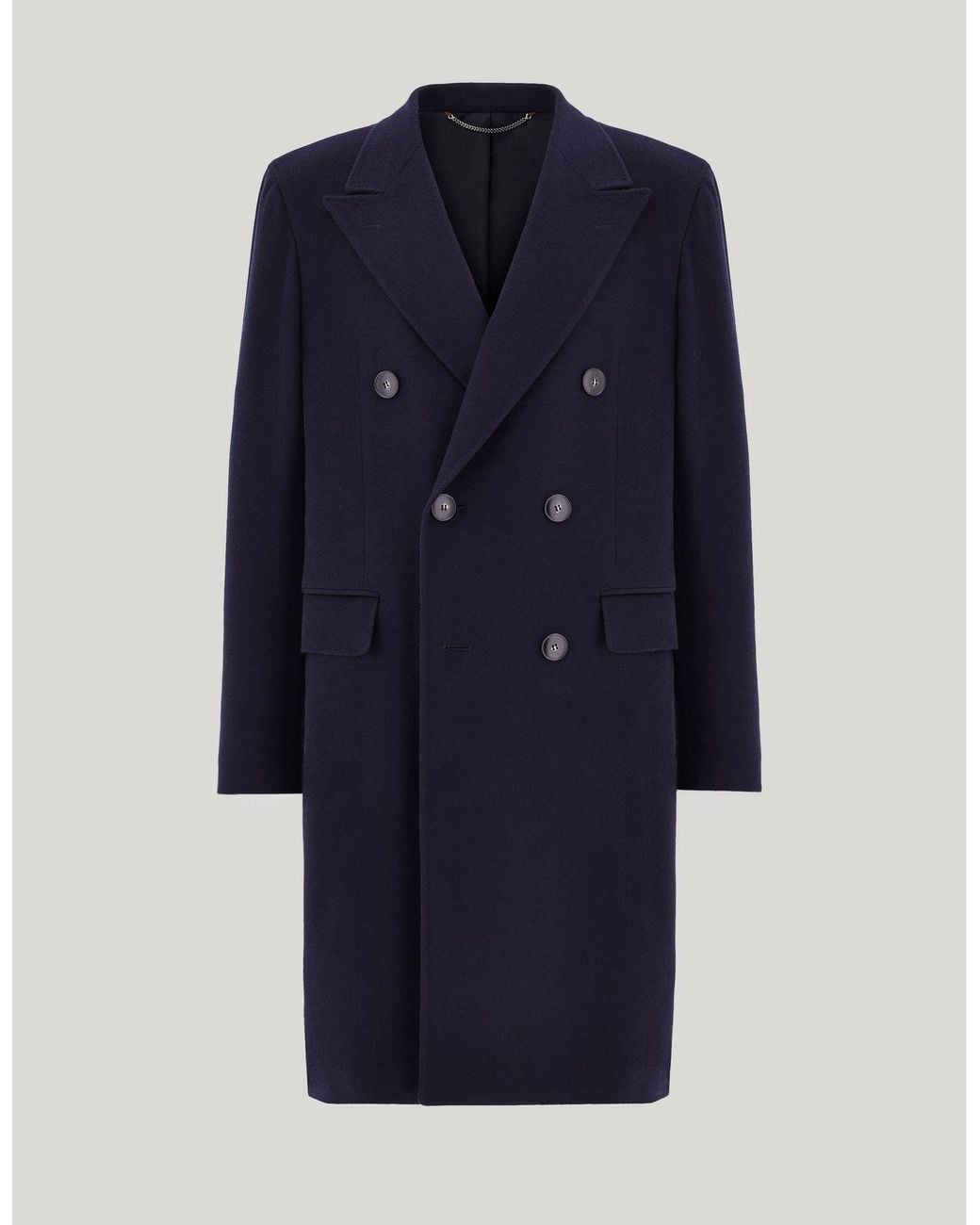 Canali Blue Pure Cashmere Double-Breasted Slim-Fit Coat for men