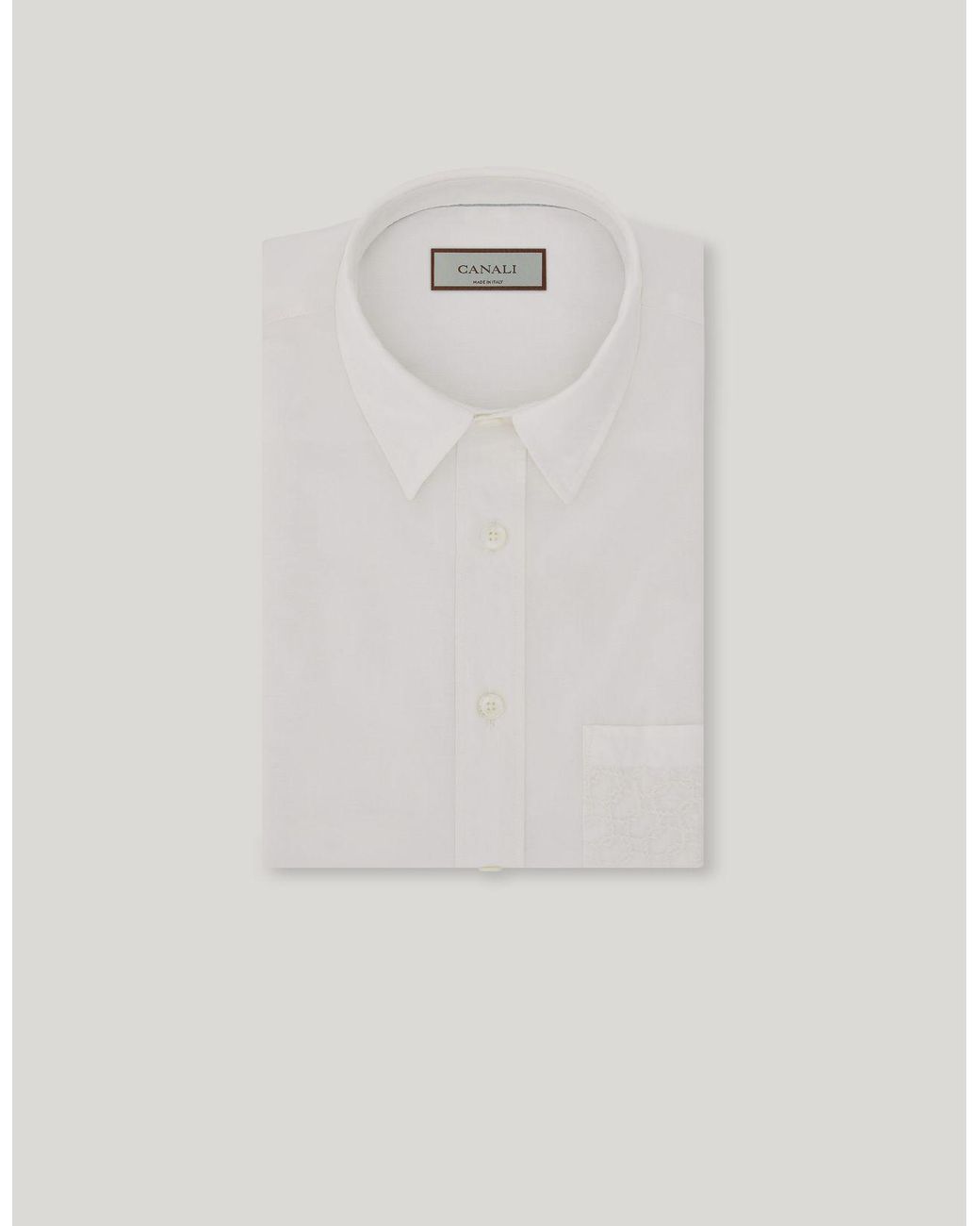 Canali White Milk-Colored Garment Dyed Cotton And Linen Blend Shirt for men