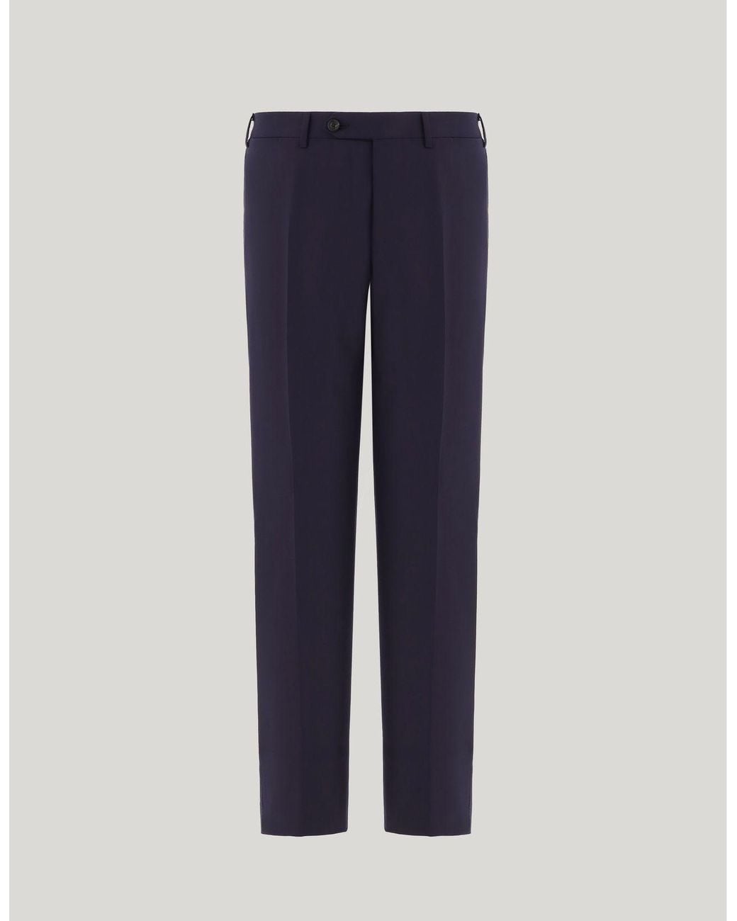 Canali Blue Regular Fit 180's Wool Trousers for men