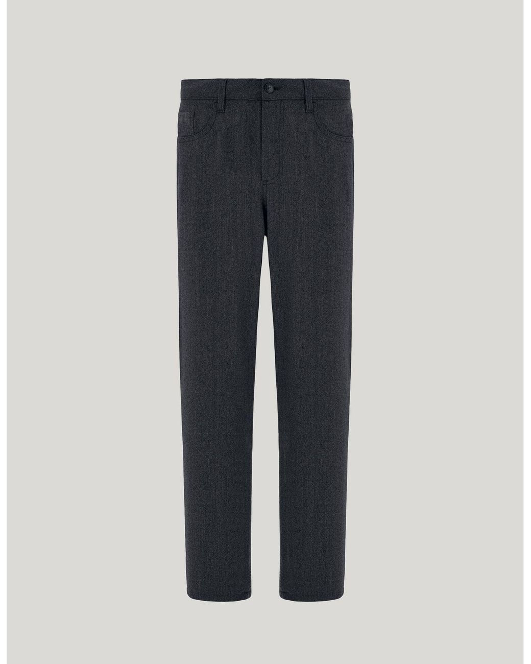 Canali Blue Levante Anthracite Melange Impeccabile Wool Regular-Fit Pants for men