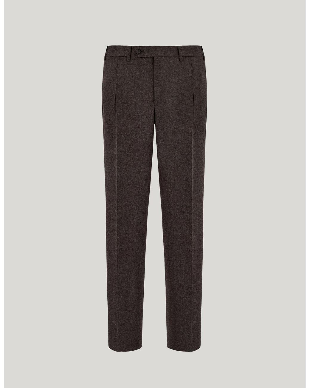 Canali Gray Wool Flannel Regular-Fit Tapered Pants for men
