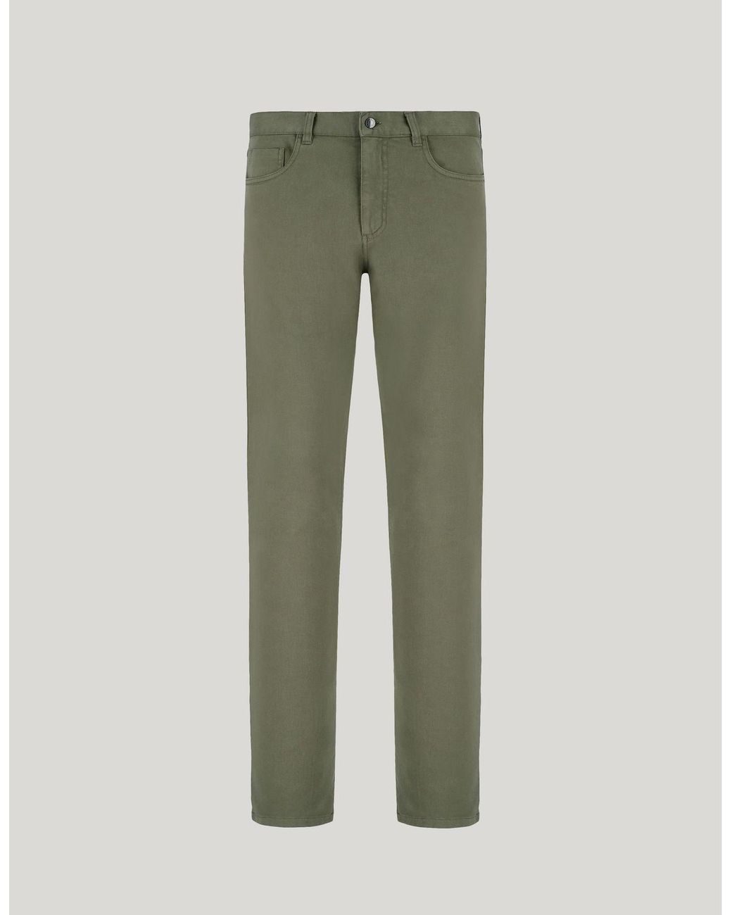 Canali Green Regular Fit Five-Pocket Comfort Cotton Gabardine Trousers for men