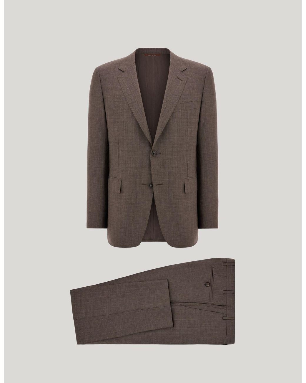 Canali Brown Walnut And Light 150's Wool And Silk Pinstriped Herringbone Regular-Fit Suit for men