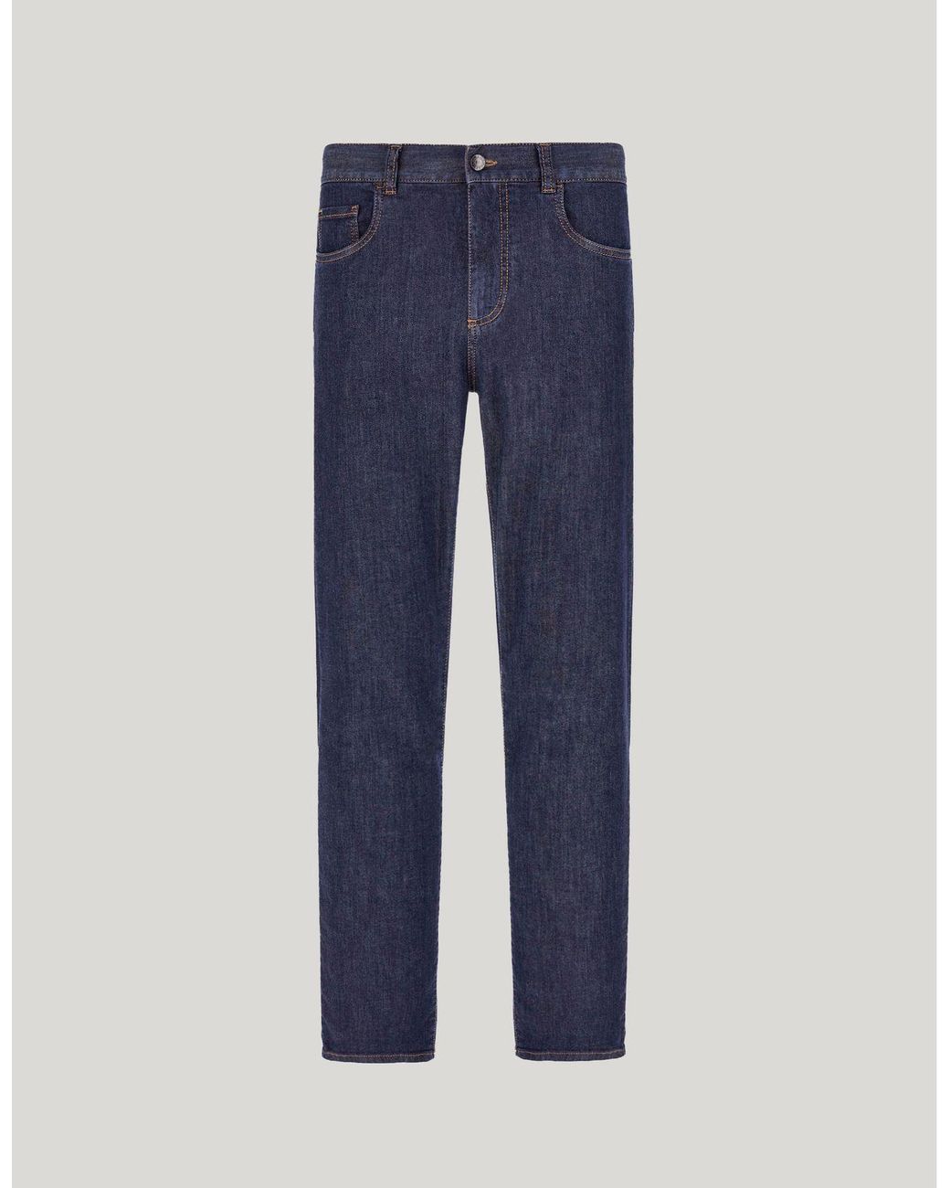 Canali Blue Stretch Soft-Touch Five-Pocket Denim Jeans for men