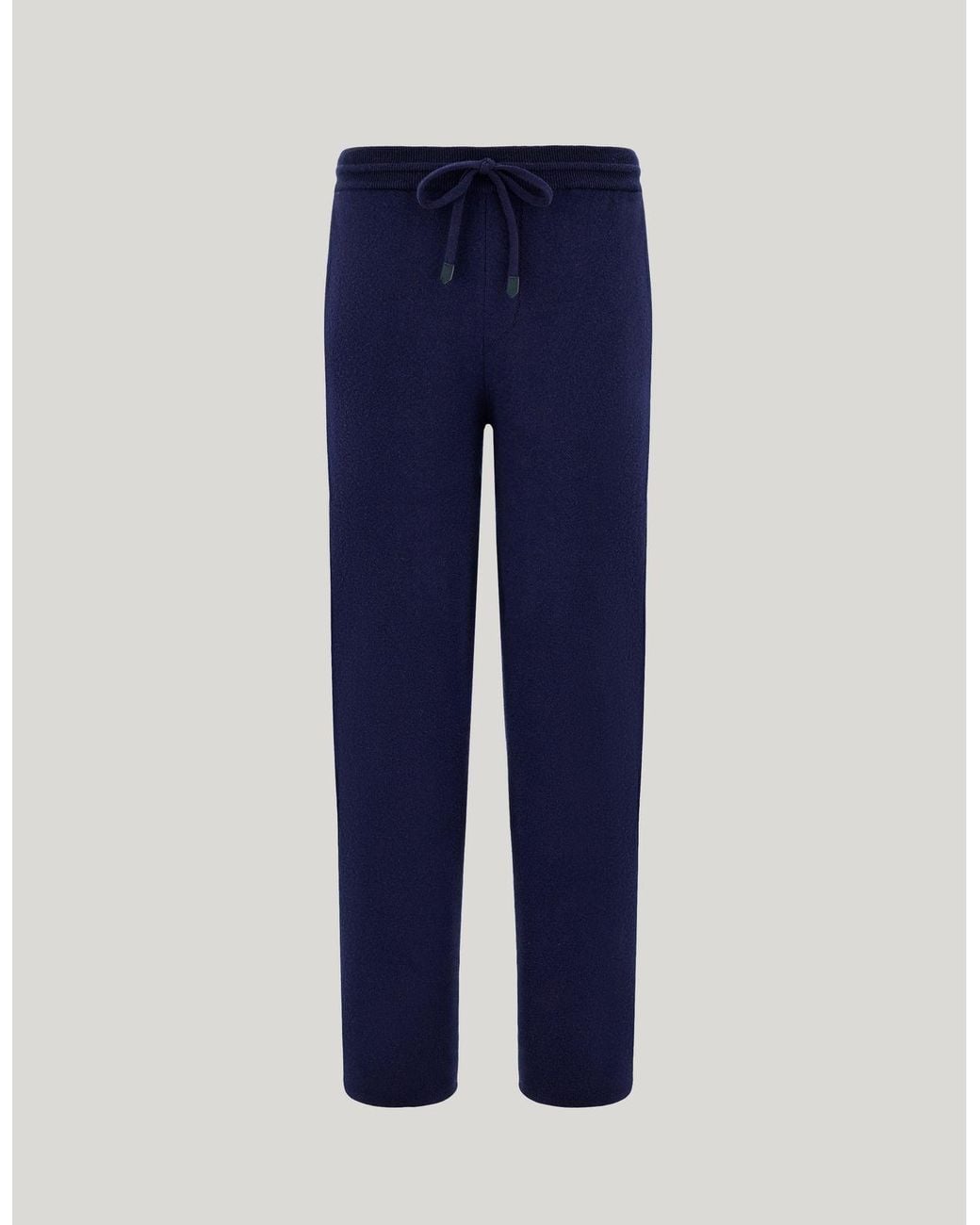 Canali Blue Wool, Cotton And Cashmere Straight-Leg Pants for men