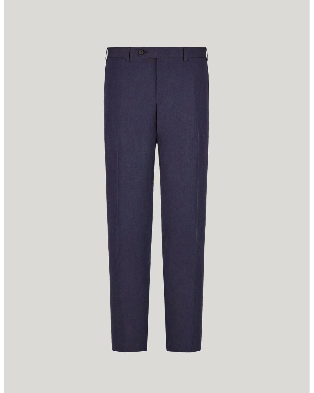 Canali Blue Linen And Silk Regular-Fit Pants for men