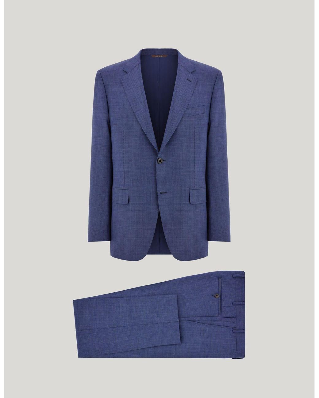 Canali Blue 150's Wool Overcheck Motif Regular-Fit Suit for men