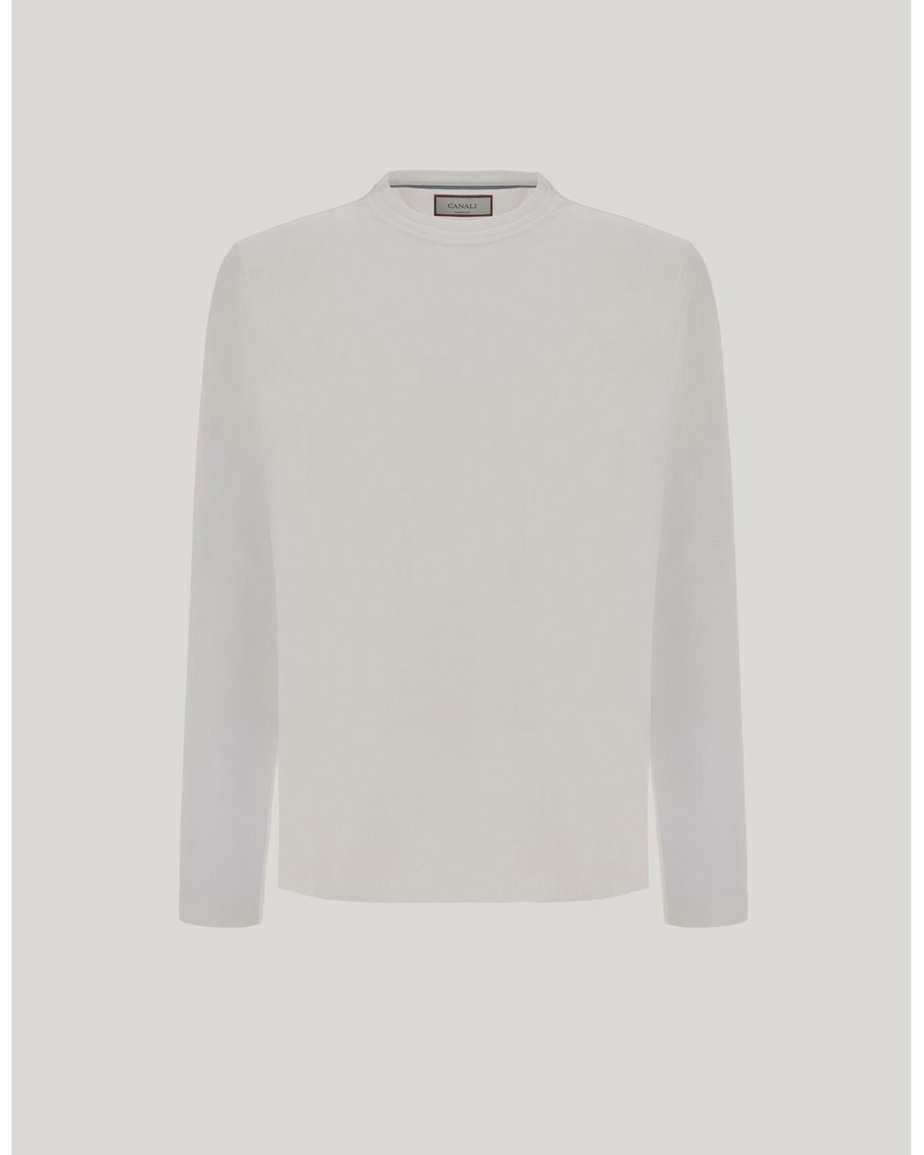 Canali White Lisle Cotton Jersey Regular-Fit Crew Neck for men