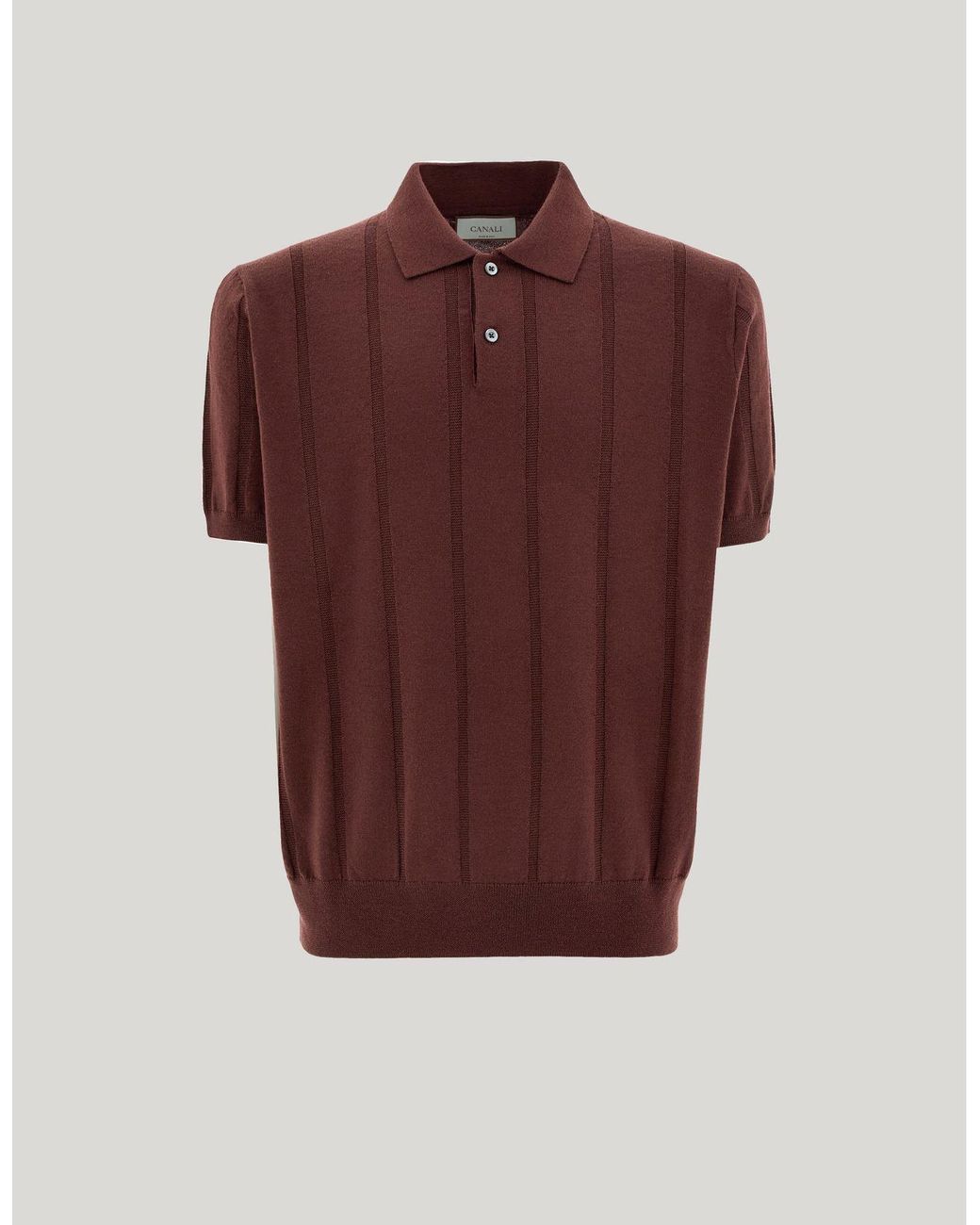 Canali Red Burgundy Extra-Fine Merino Wool Polo Shirt for men