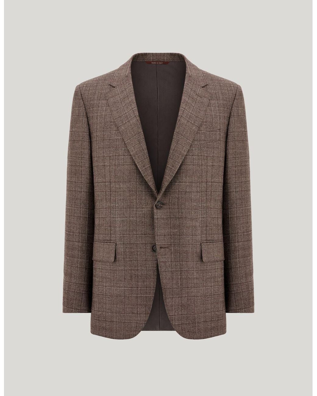 Canali Brown Walnut And Dark Silk And Cashmere Regular-Fit Overcheck Jacket for men