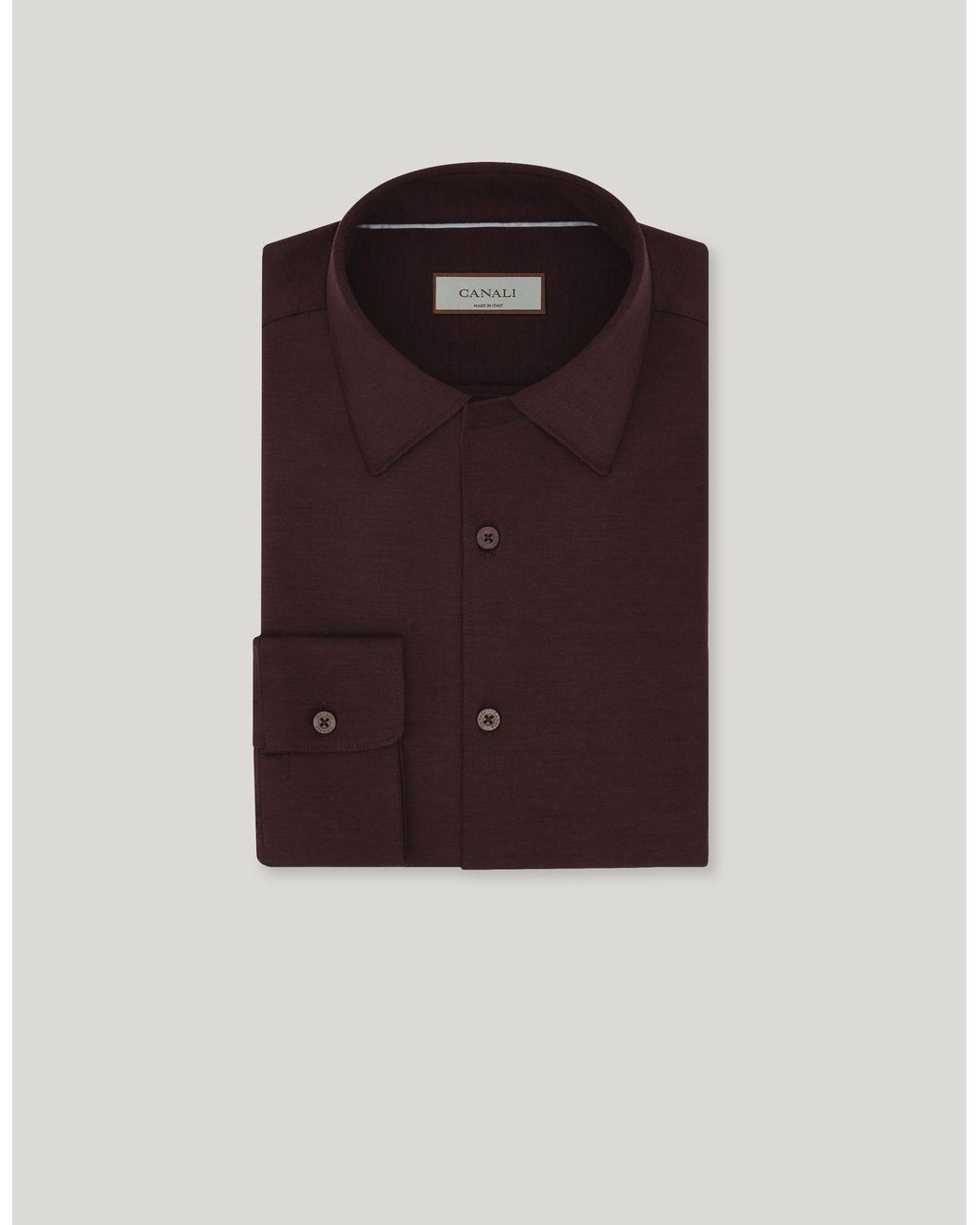 Canali Purple Burgundy Impeccabile Jersey Wool Regular-Fit Shirt for men