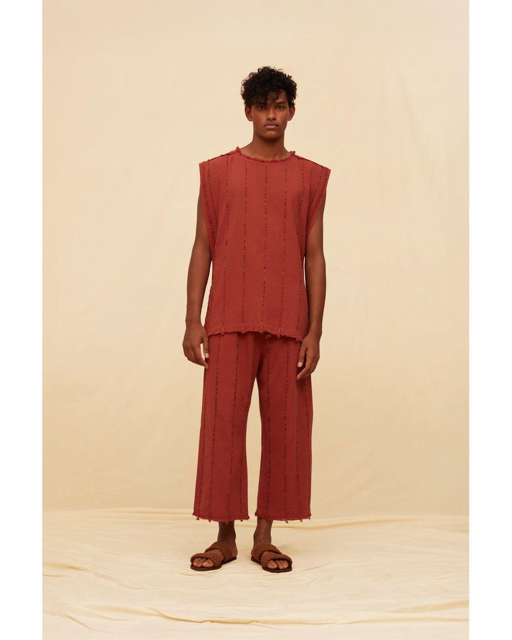 Caravana Red Beek Pants Artisanal Cotton for men