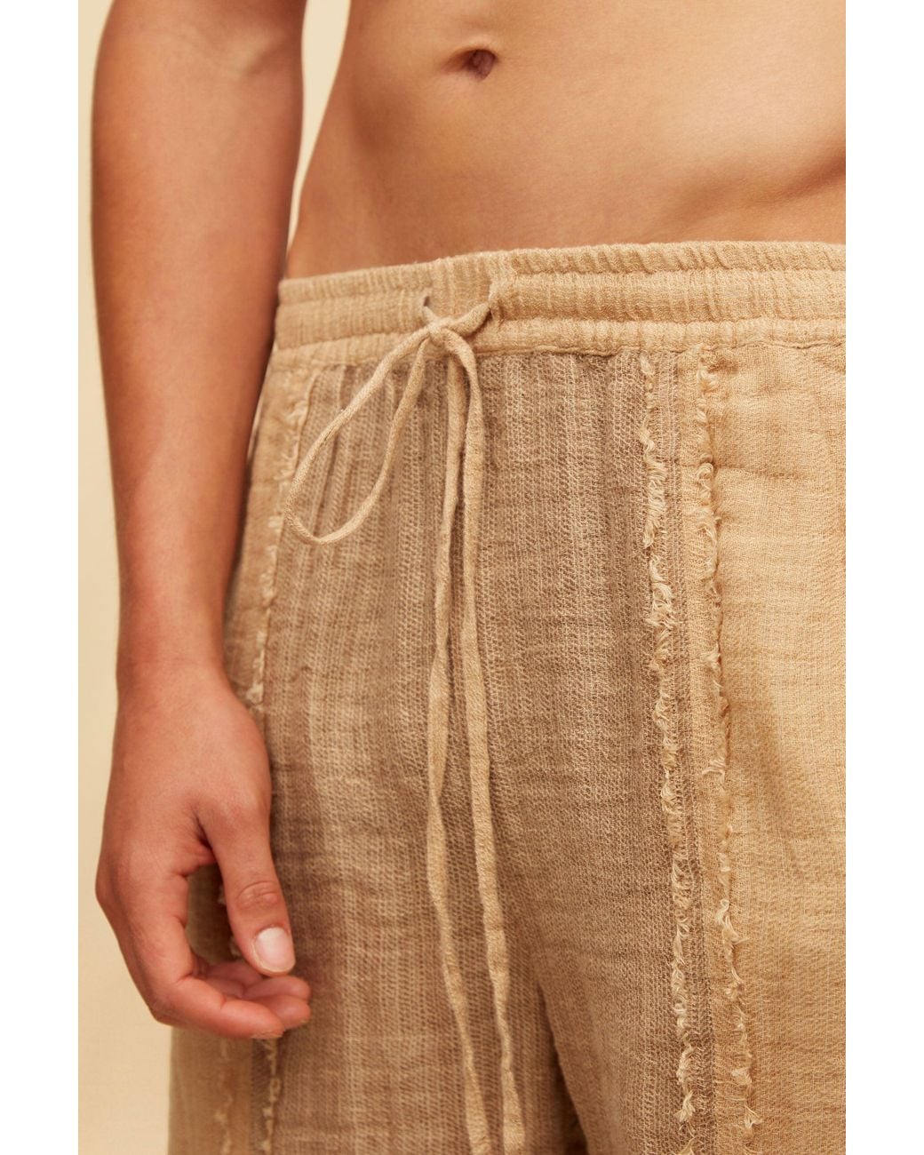 Caravana Brown Bexni Lines Shorts Linen Cotton for men