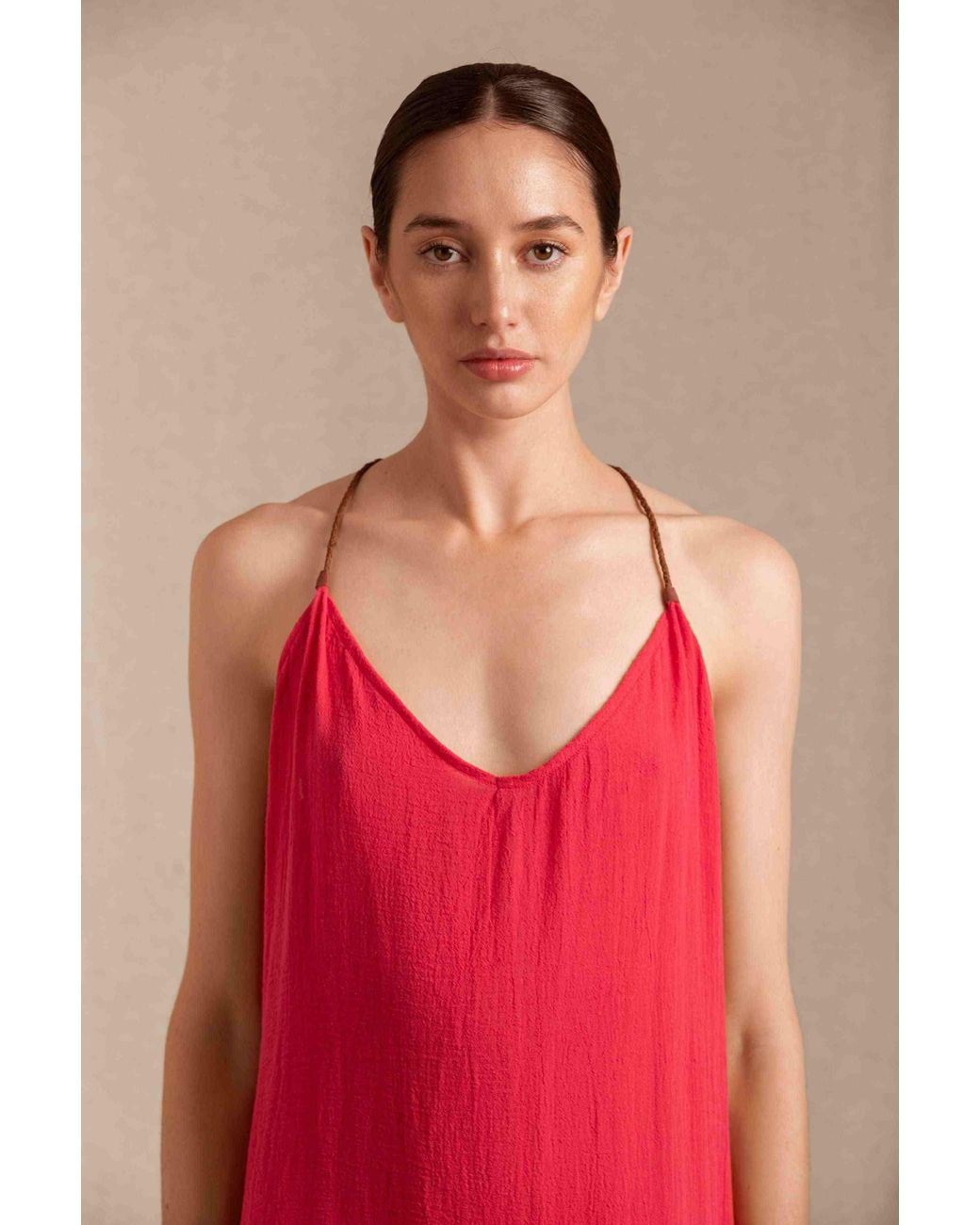 Caravana Red Edahi Dress Cotton Gauze