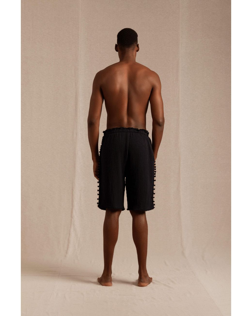 Caravana Black Tankelem Shorts Cotton Jute for men