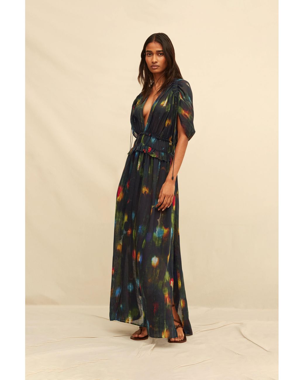 Caravana Green Aztara Maxi Dress Lyocell Ramie