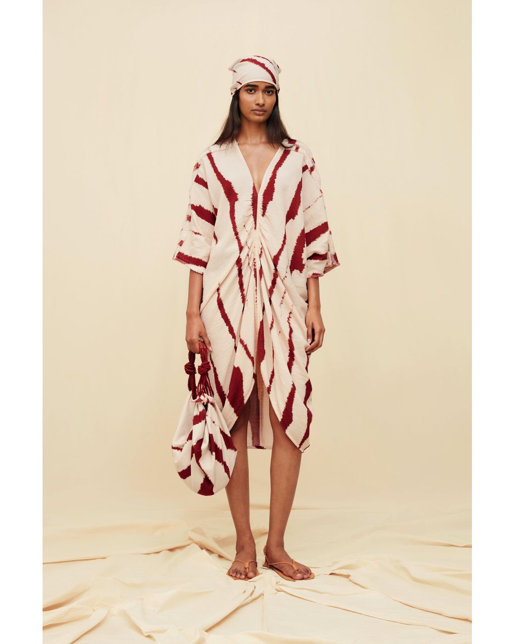 Caravana Pink Zanura Long Kaftan Artisanal Cotton