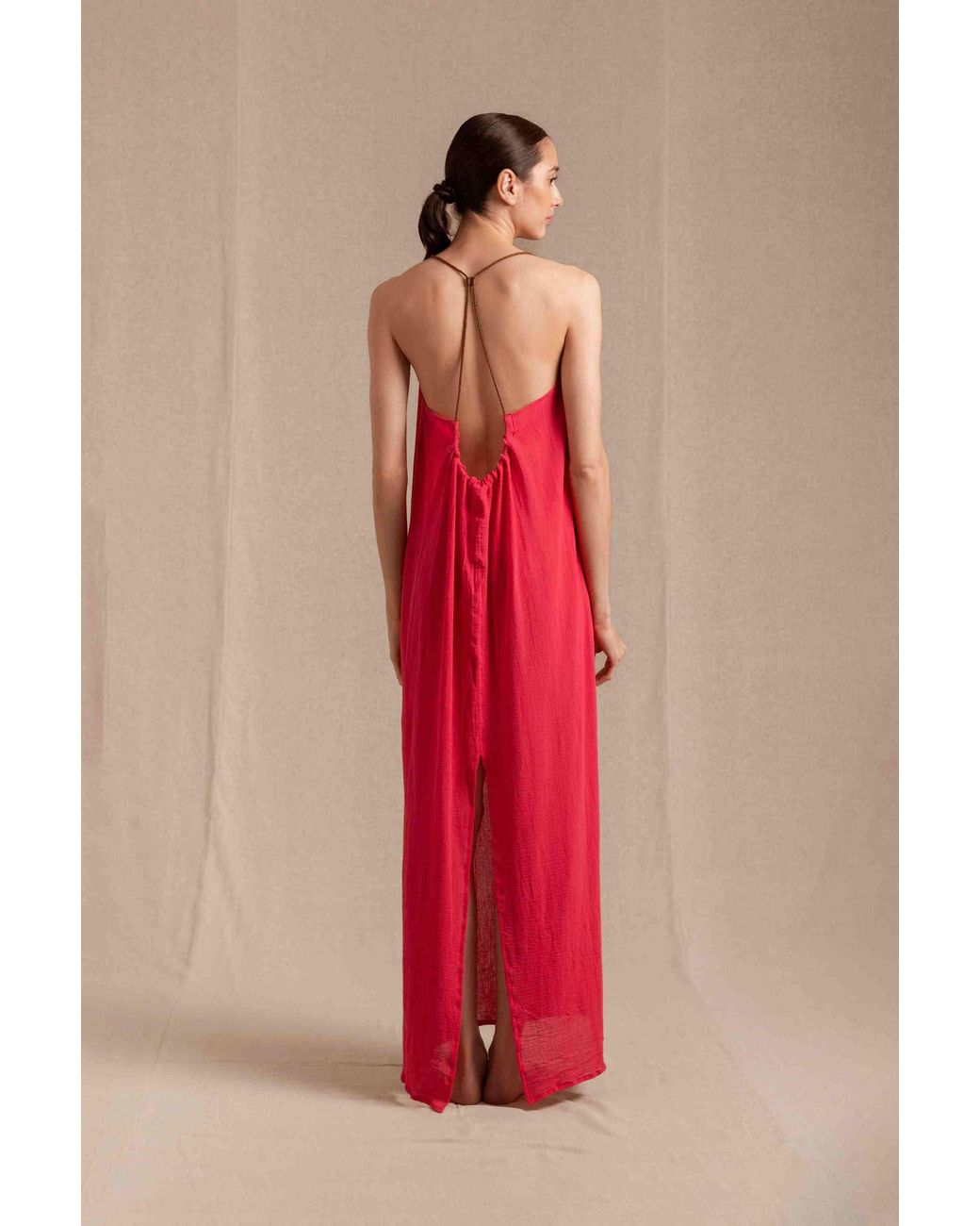 Caravana Red Edahi Dress Cotton Gauze