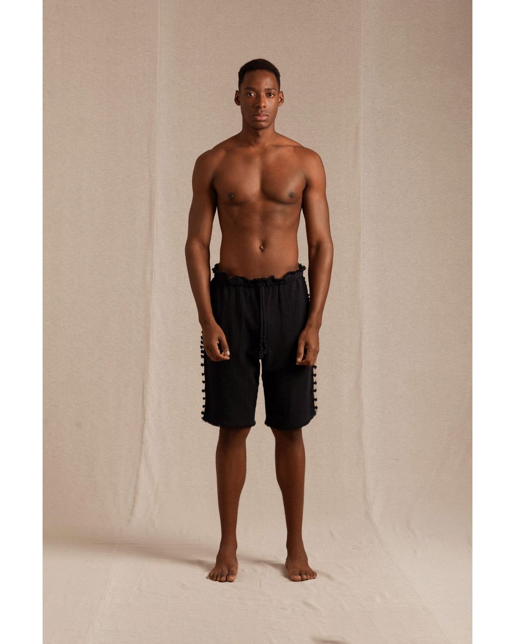 Caravana Black Tankelem Shorts Cotton Jute for men