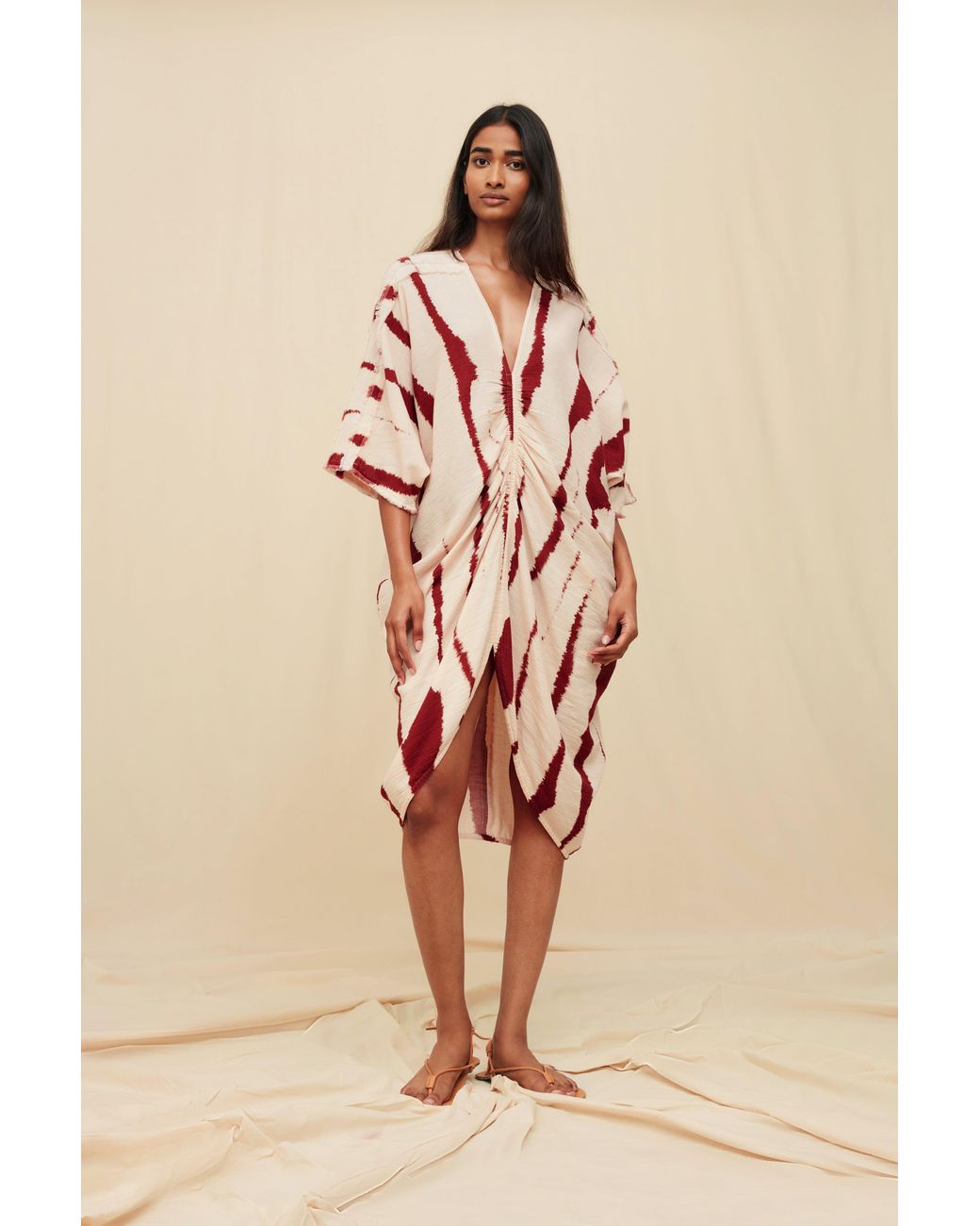 Caravana Pink Zanura Long Kaftan Artisanal Cotton