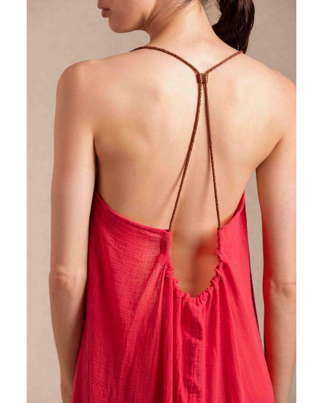 Caravana Red Edahi Dress Cotton Gauze