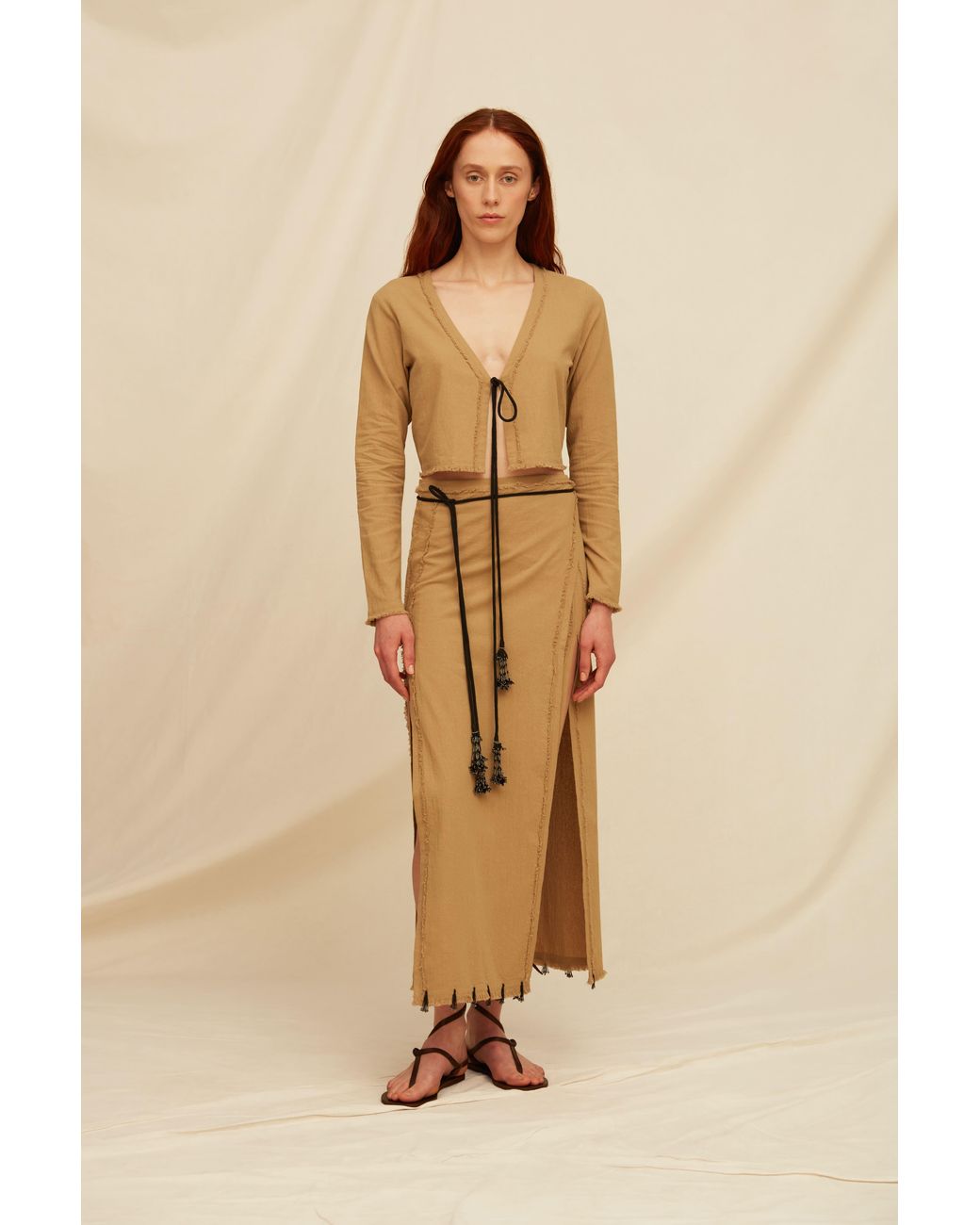 Caravana Brown Cheejche Skirt Artisanal Cotton
