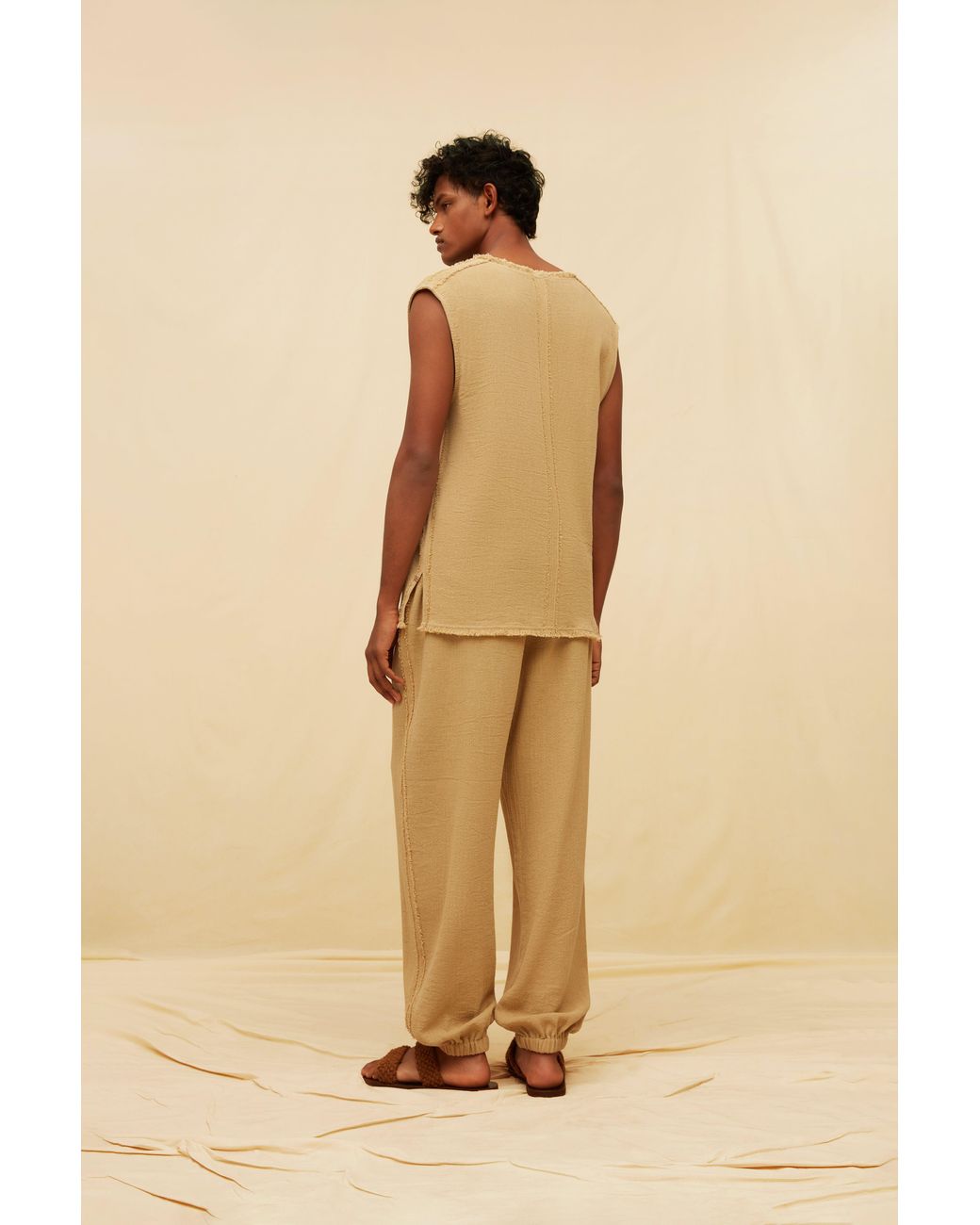 Caravana Brown Senan Pants Cotton Jute for men