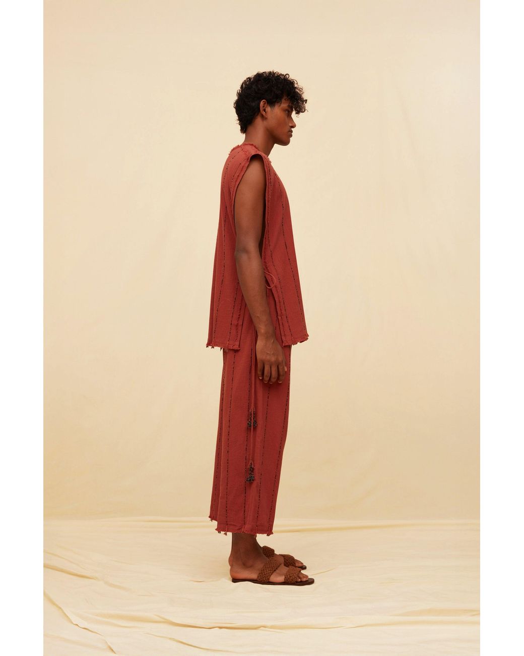 Caravana Red Beek Pants Artisanal Cotton for men