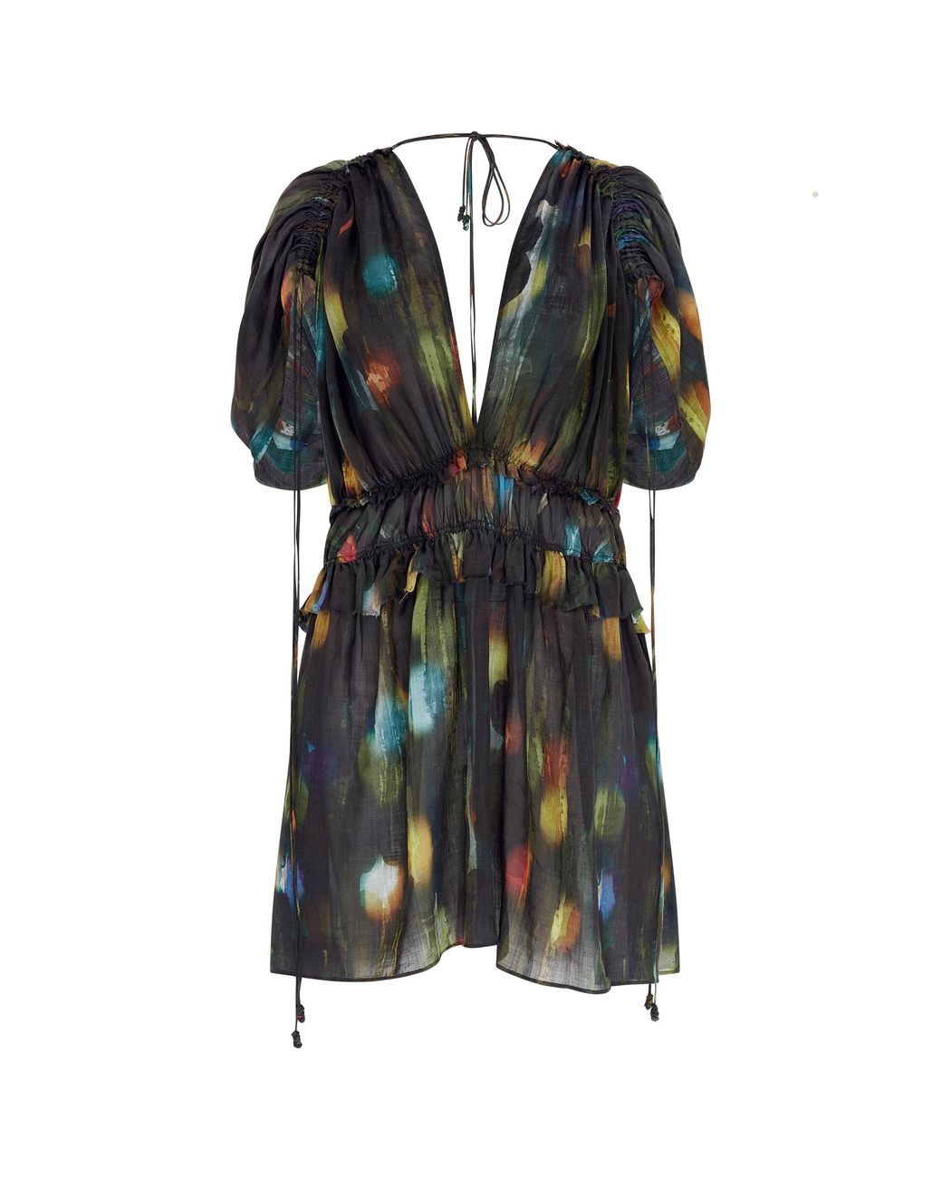 Caravana Green Omaya Mini Dress Lyocell Ramie