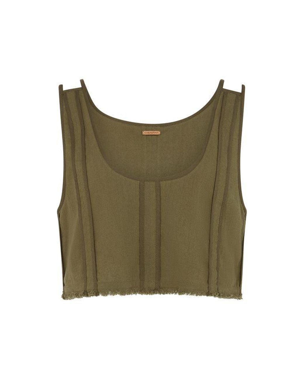 Caravana Green Avani Crop Vest Artisanal Cotton