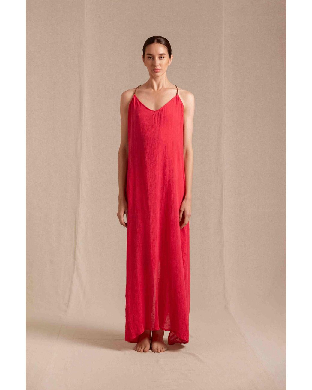Caravana Red Edahi Dress Cotton Gauze