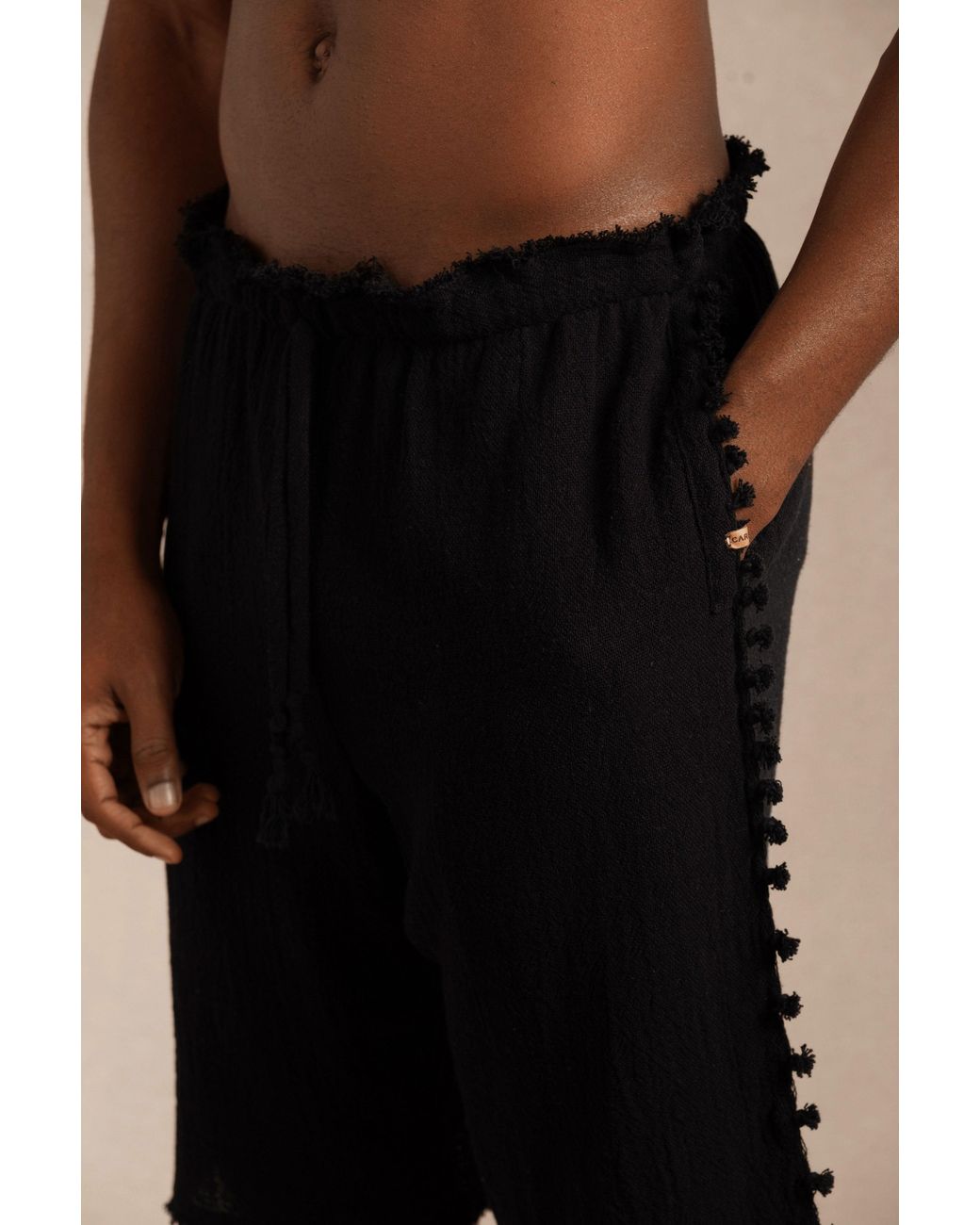 Caravana Black Tankelem Shorts Cotton Jute for men