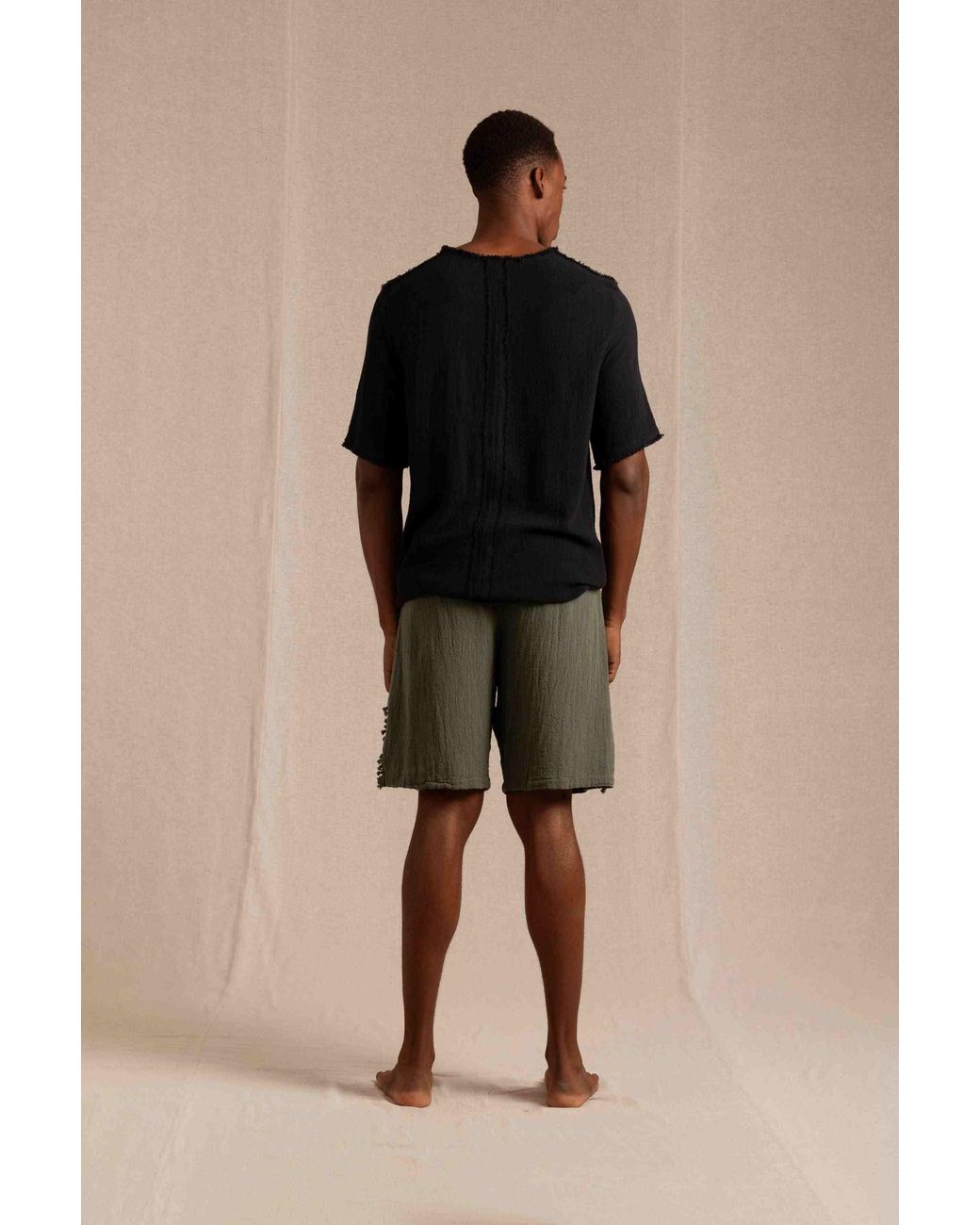 Caravana Black Kimon Shirt Cotton Jute for men