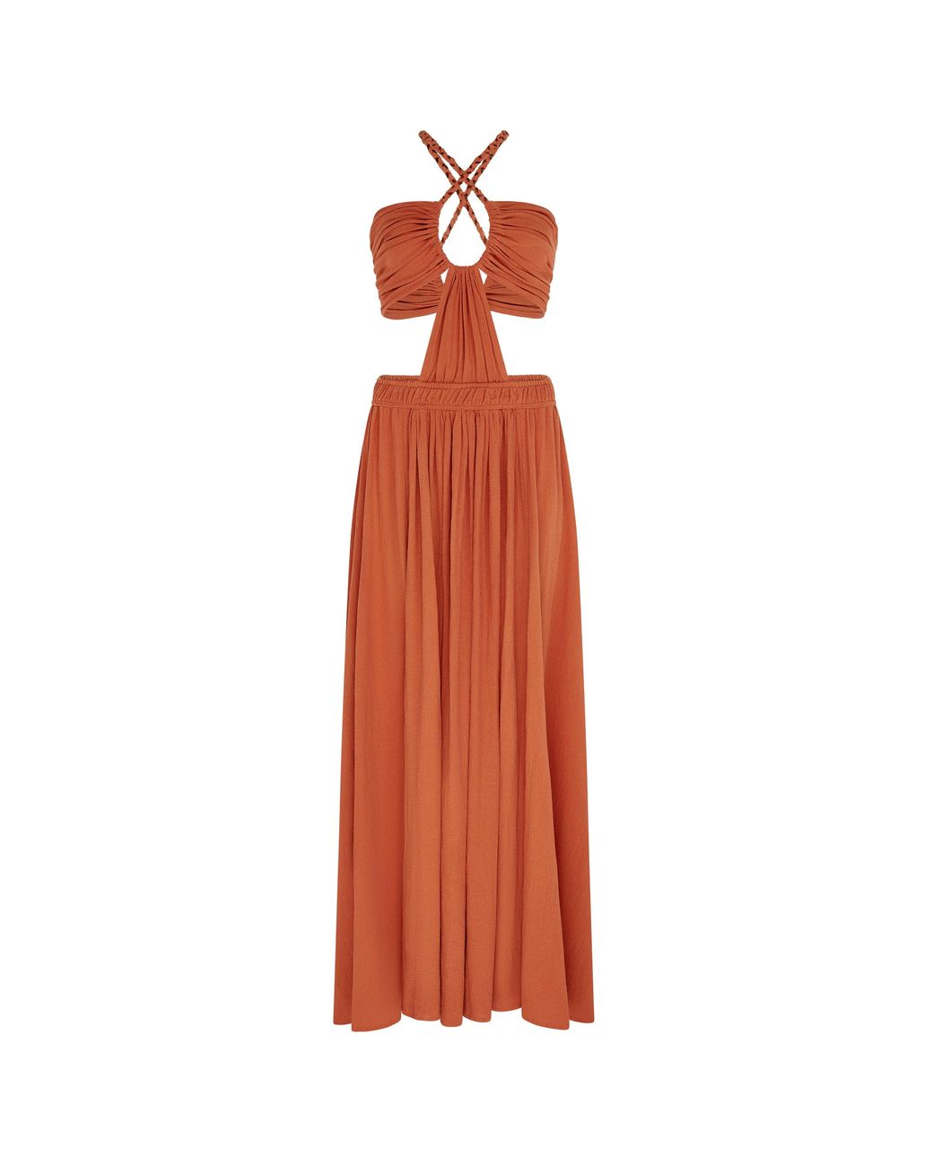 Caravana Orange Xpujil Maxi Dress Artisanal Cotton