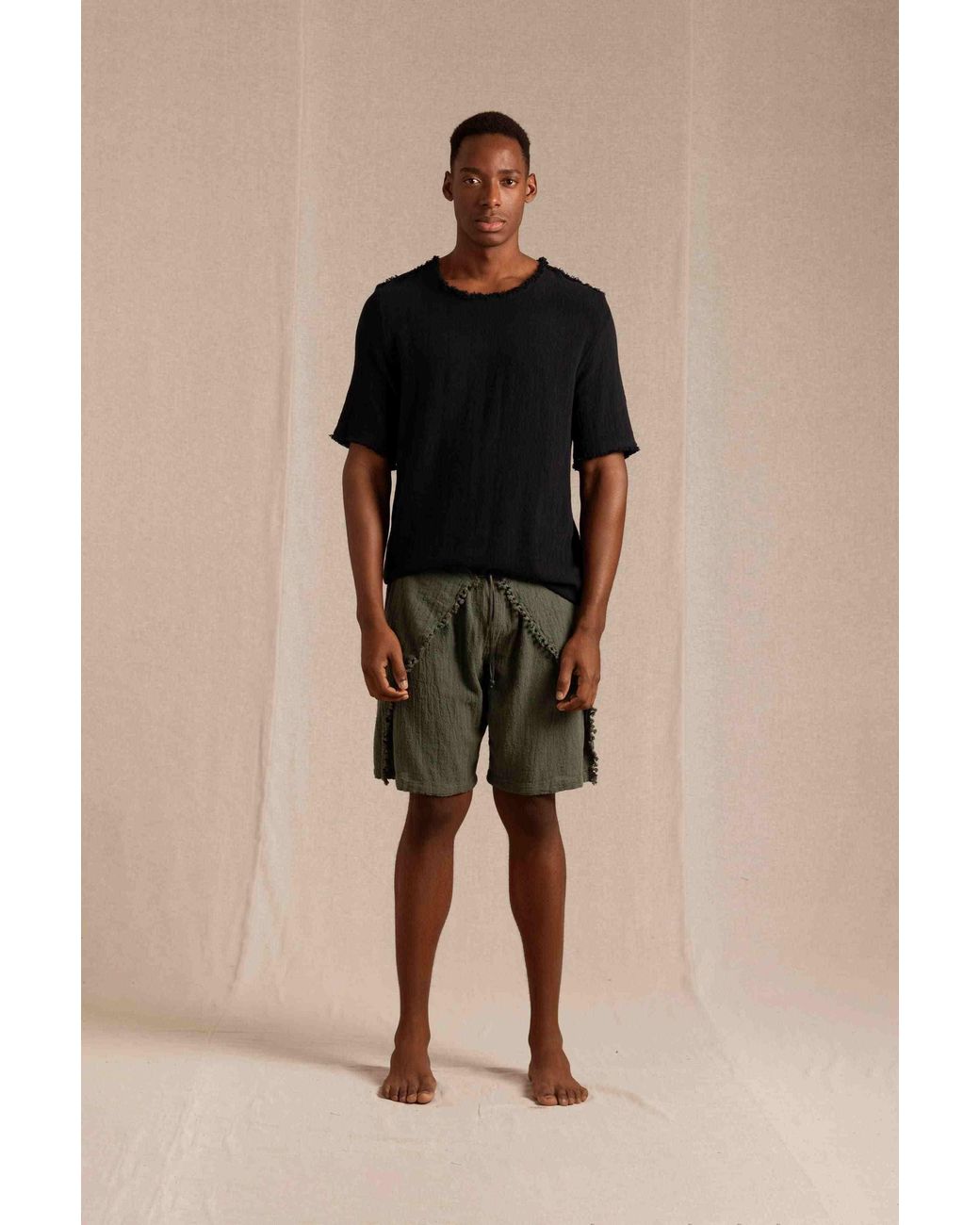 Caravana Black Kimon Shirt Cotton Jute for men