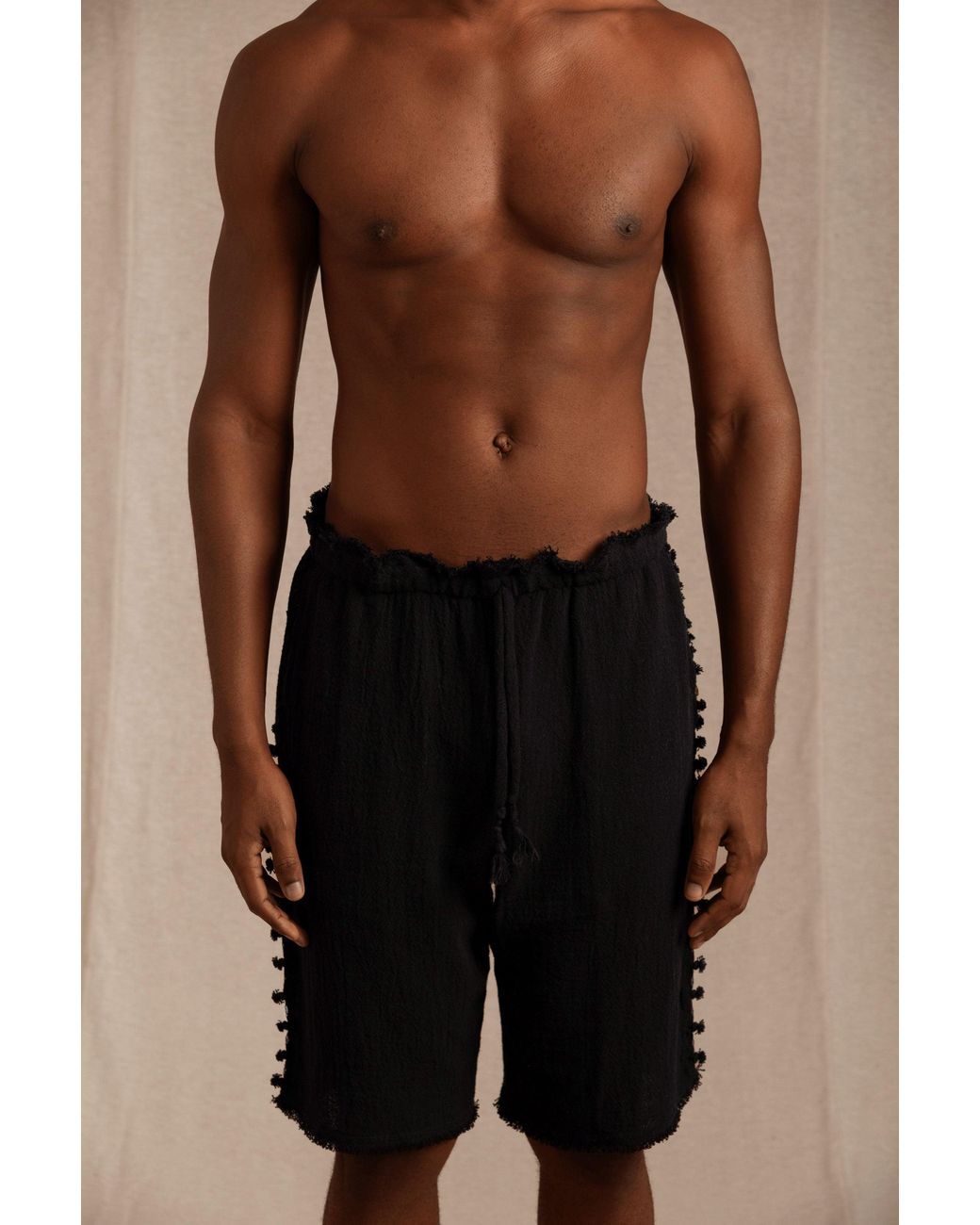 Caravana Black Tankelem Shorts Cotton Jute for men