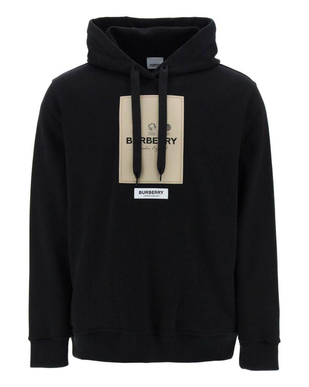 Burberry Cotton Hoodie With Patch in Black for Men | Lyst
