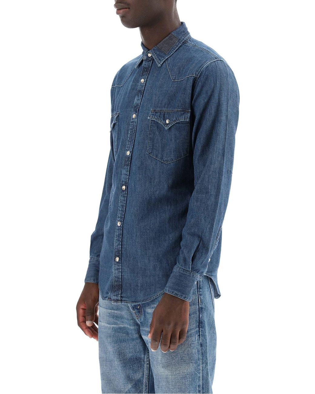 Celine Western Denim Shirt in Blue for 