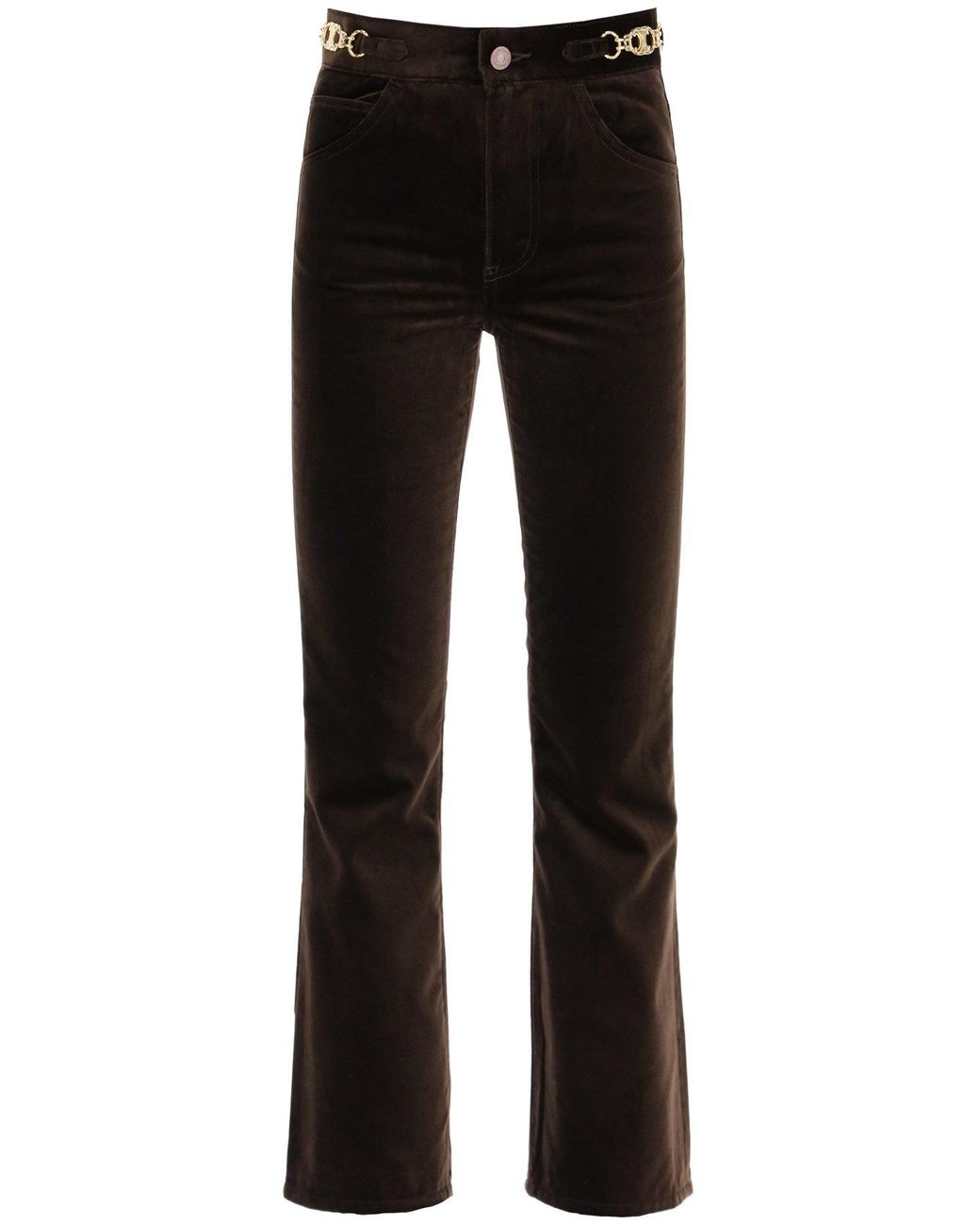 Celine Dylan Flare Velvet Jeans in Brown | Lyst