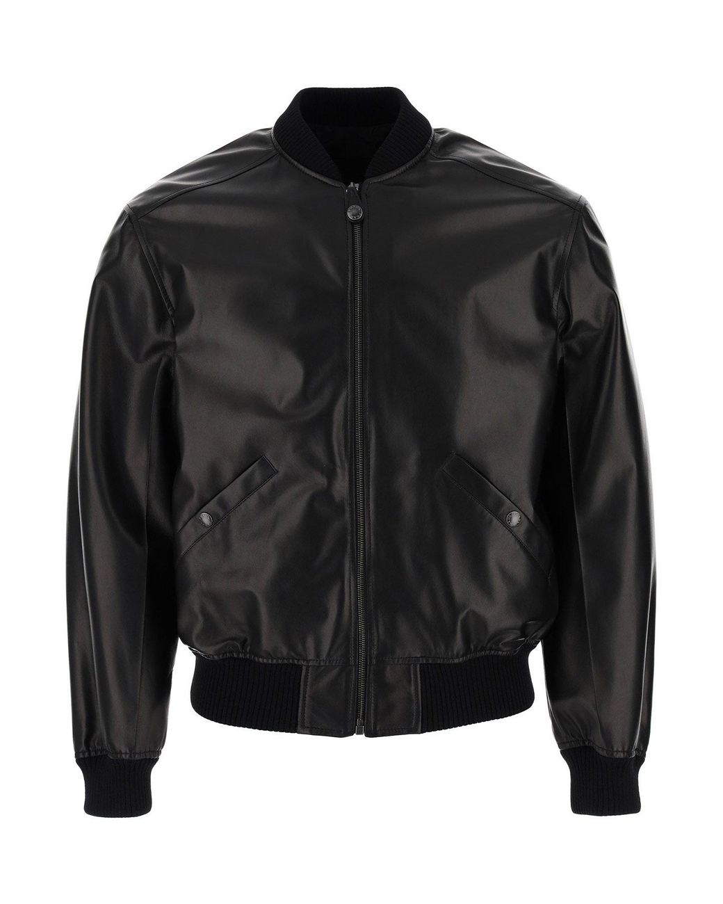 Prada Leather Bomber Jacket in Black for Men - Save 6% - Lyst