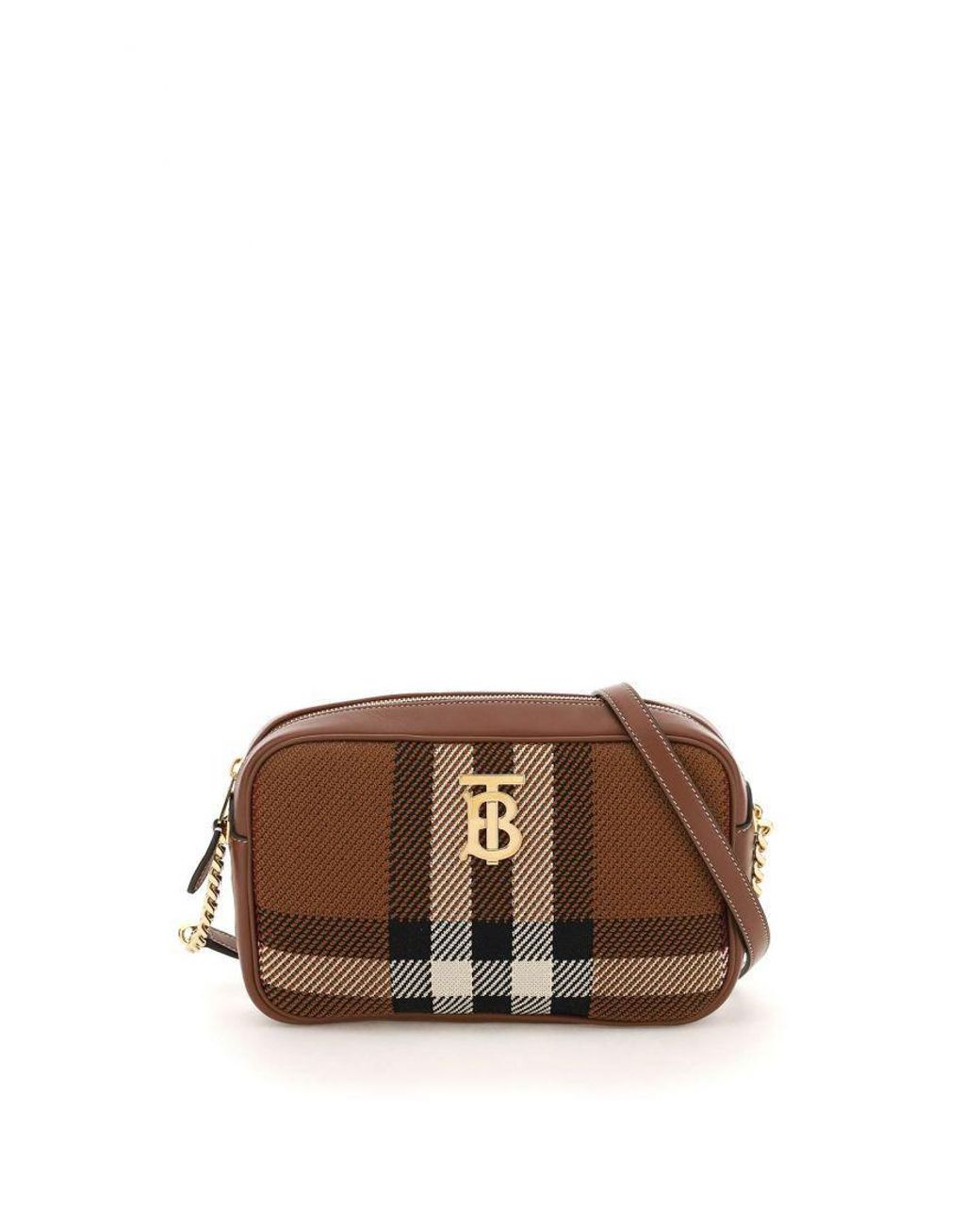 Burberry Leather Knitted Check Lola Camera Bag in Brown Lyst Canada