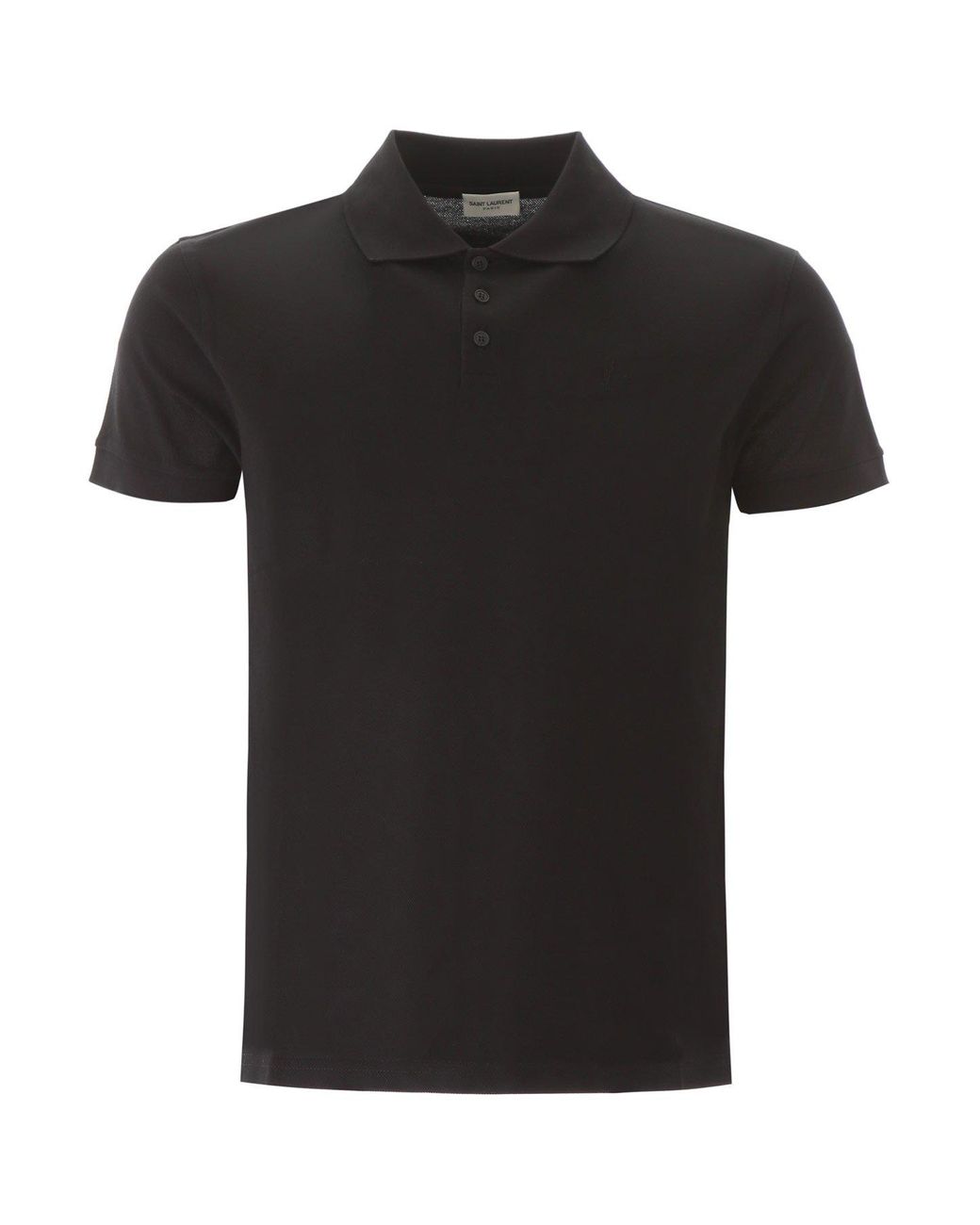 Saint Laurent Cotton Polo Shirt With Embroidered Logo in Black for Men ...