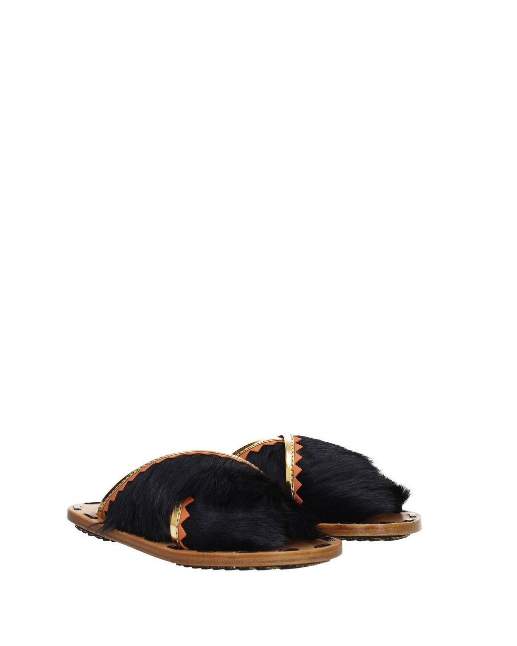 Marni Slippers And Clogs Fur in Black - Lyst