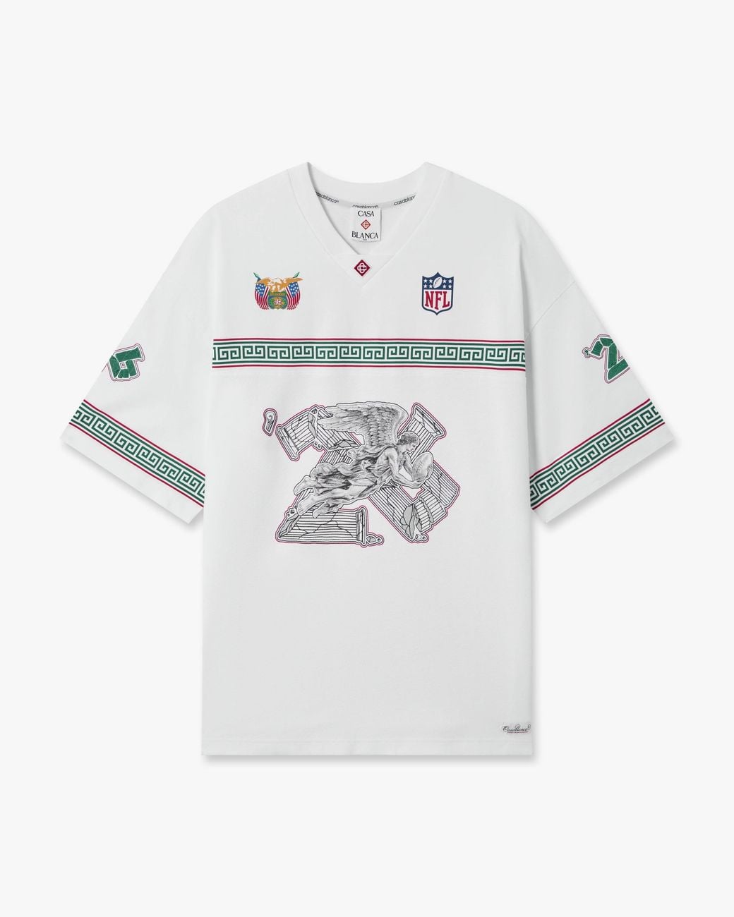 Casablanca Paris White Nfl Paris Game Short Sleeve Pique T-Shirt, By for men