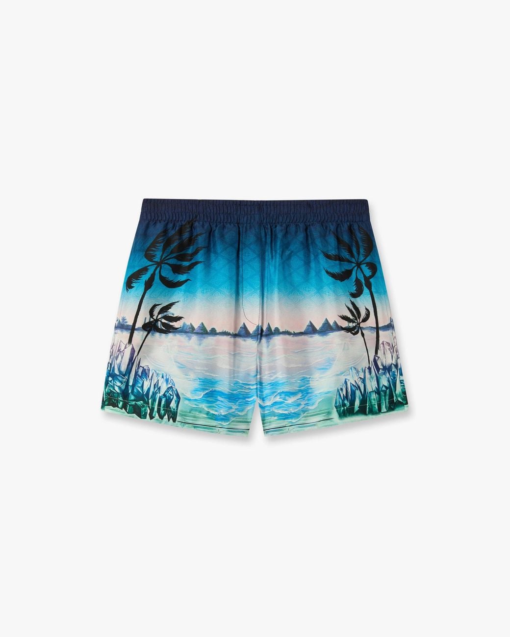 Casablanca Paris Blue Crystal Alchemy Silk Twill Shorts, By
