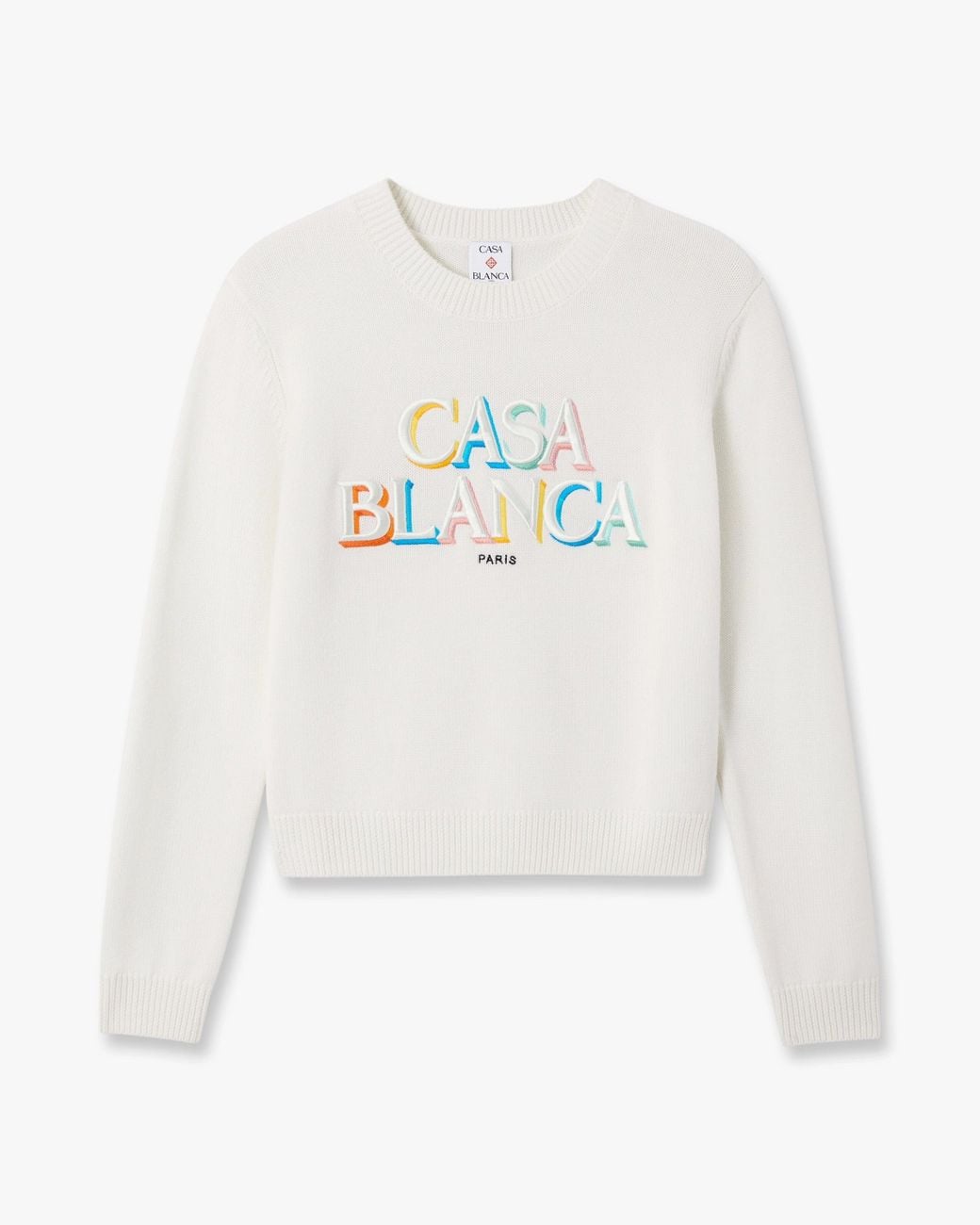 Casablanca Paris White Cream Stacked Logo Jumper, By